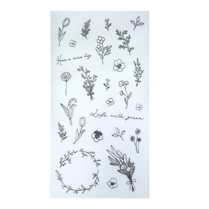 貼紙玩具/銀色系 花卉