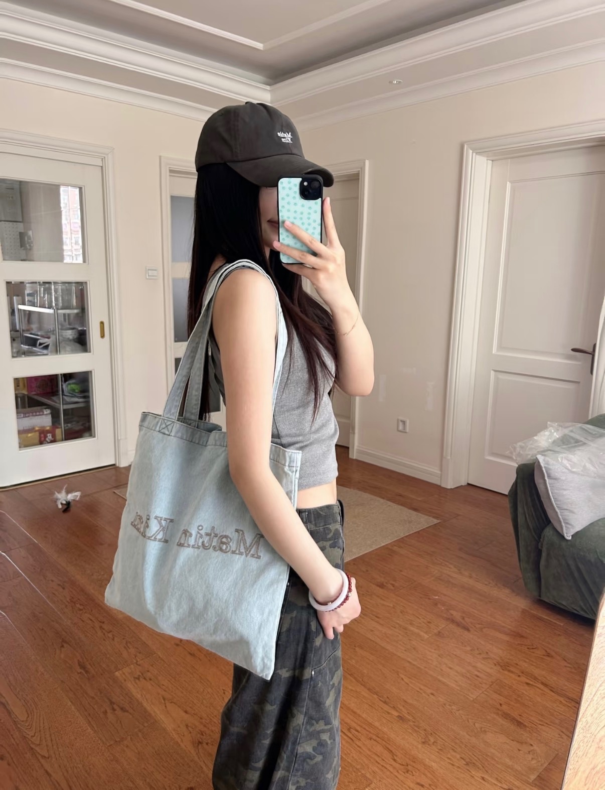 【隨時截單！限時優惠預訂】MATIN KIM MATIN STITCH DENIM ECOBAG（2色）