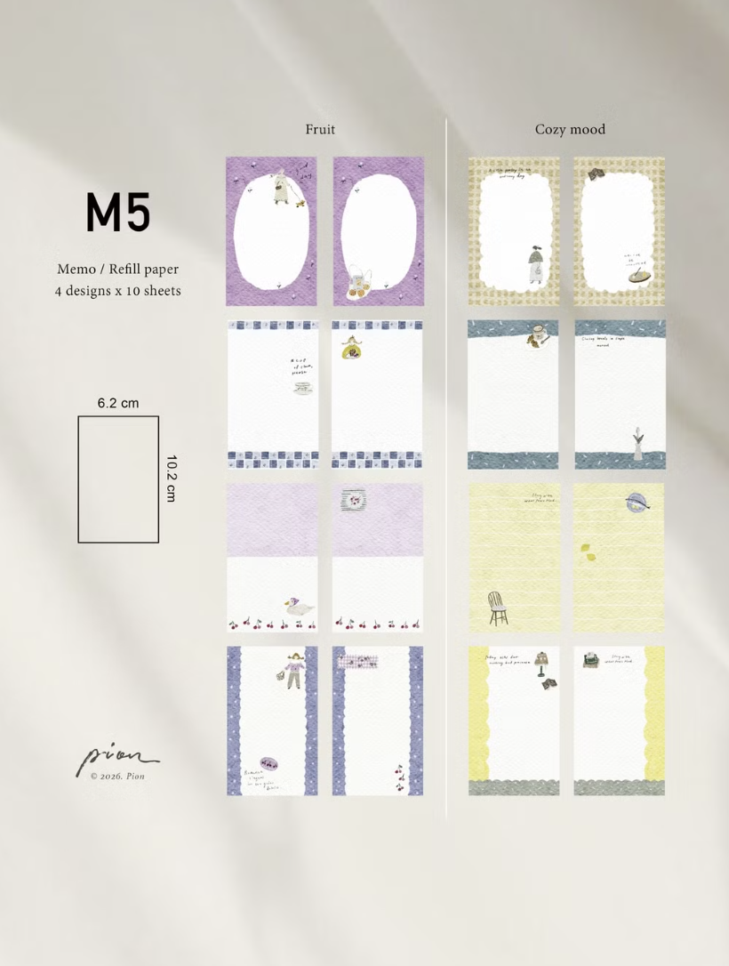 Pion｜M5/M6尺寸 五孔六孔手帳補充包 多款可選