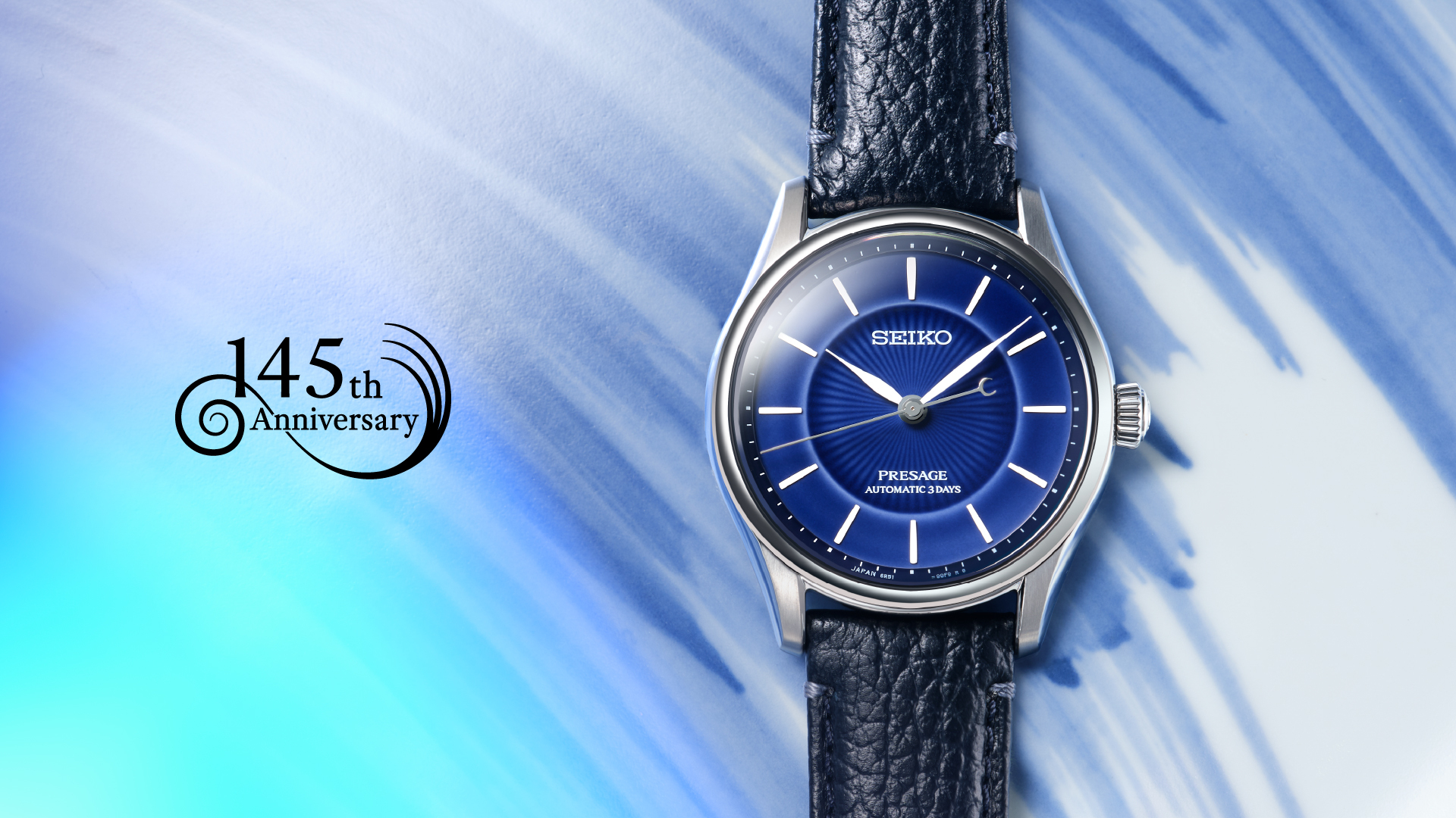 Japanese version, made in Japan SEIKO Limited Edition 145th Anniversary Mechanical Automatic Watch Blue Dial Stainless Steel Case HCC007J 限量版 145 週年紀念機械自動腕錶，藍色錶盤，不鏽鋼錶殼