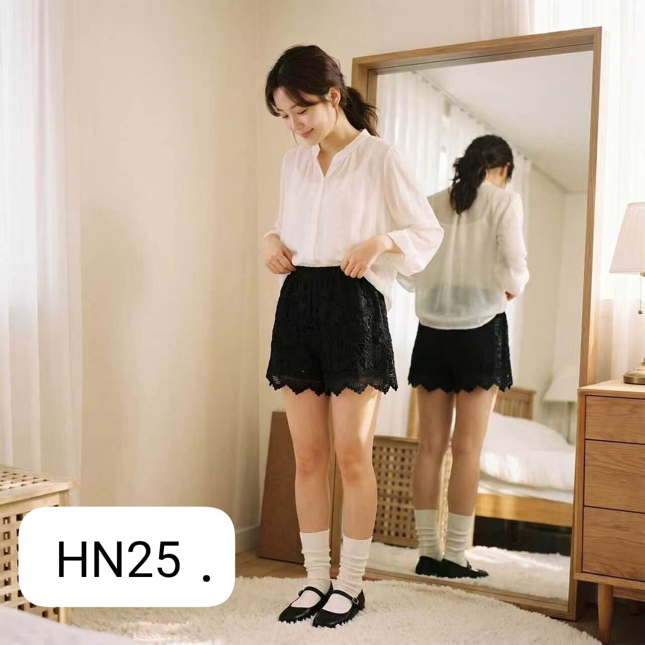 HN25    LACE橡根褲  腰26-42   HIP41   長16 $379