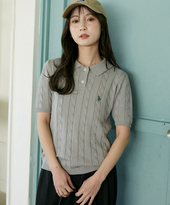 U.S. POLO ASSN. × PUBLUX / Cable Knit Polo Shirt