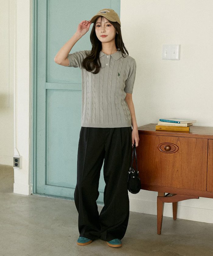 U.S. POLO ASSN. × PUBLUX / Cable Knit Polo Shirt