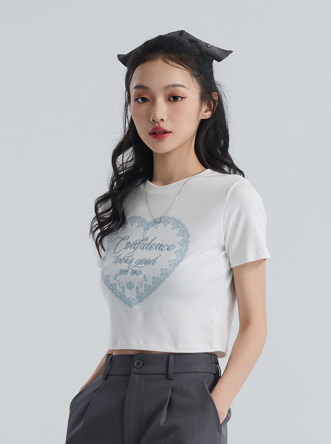 愛心印花文字短TEE