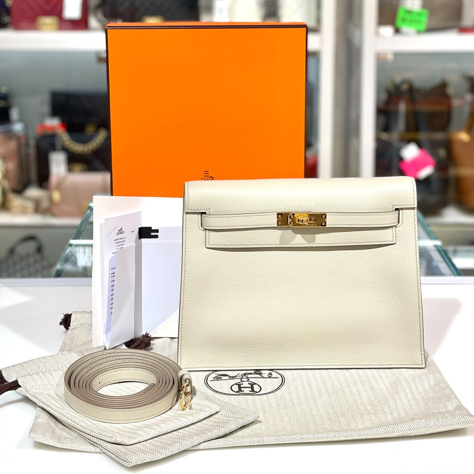全新Hermes Kelly Danse G STAMP 8L SWIFT 冰川白金扣 #BRAND NEW #香榭站正品
