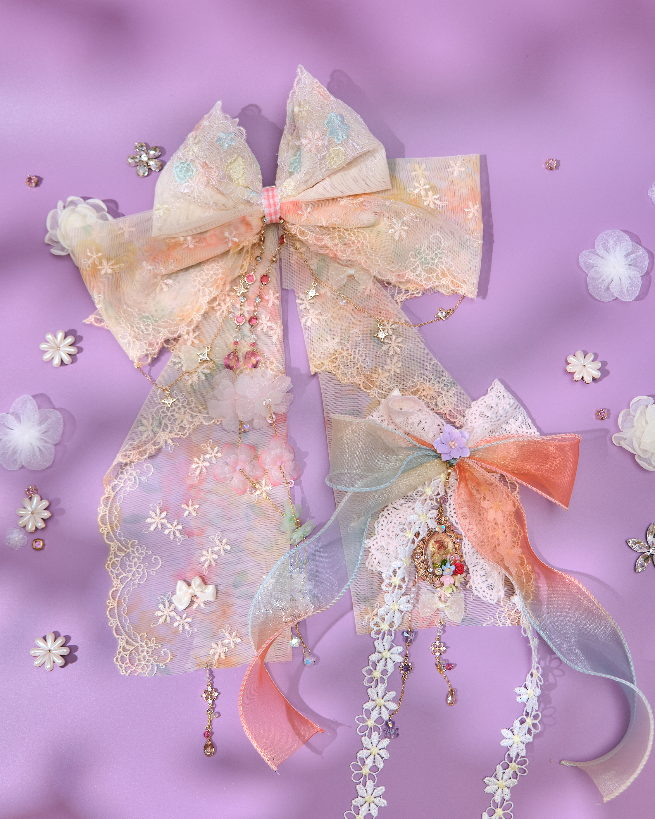 13813 Long Bow & Chain Hair Accessory