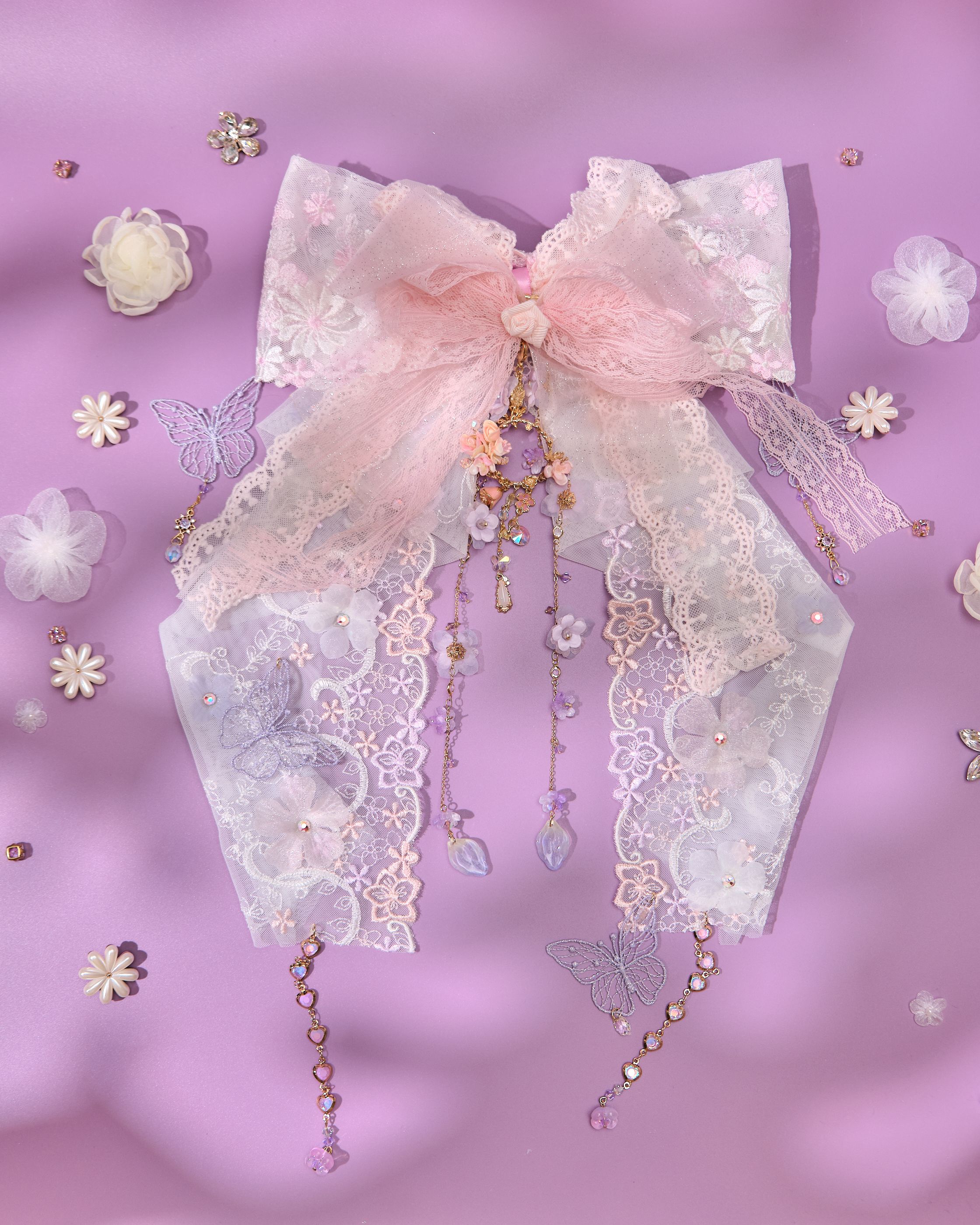 13812 Long Bow & Chain Hair Accessory
