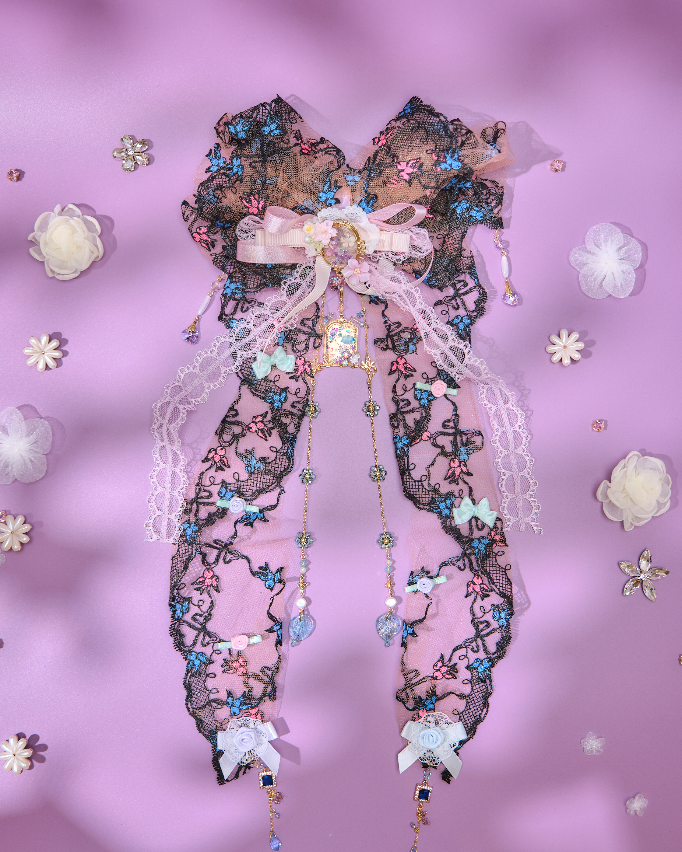 13811 Long Bow & Chain Hair Accessory