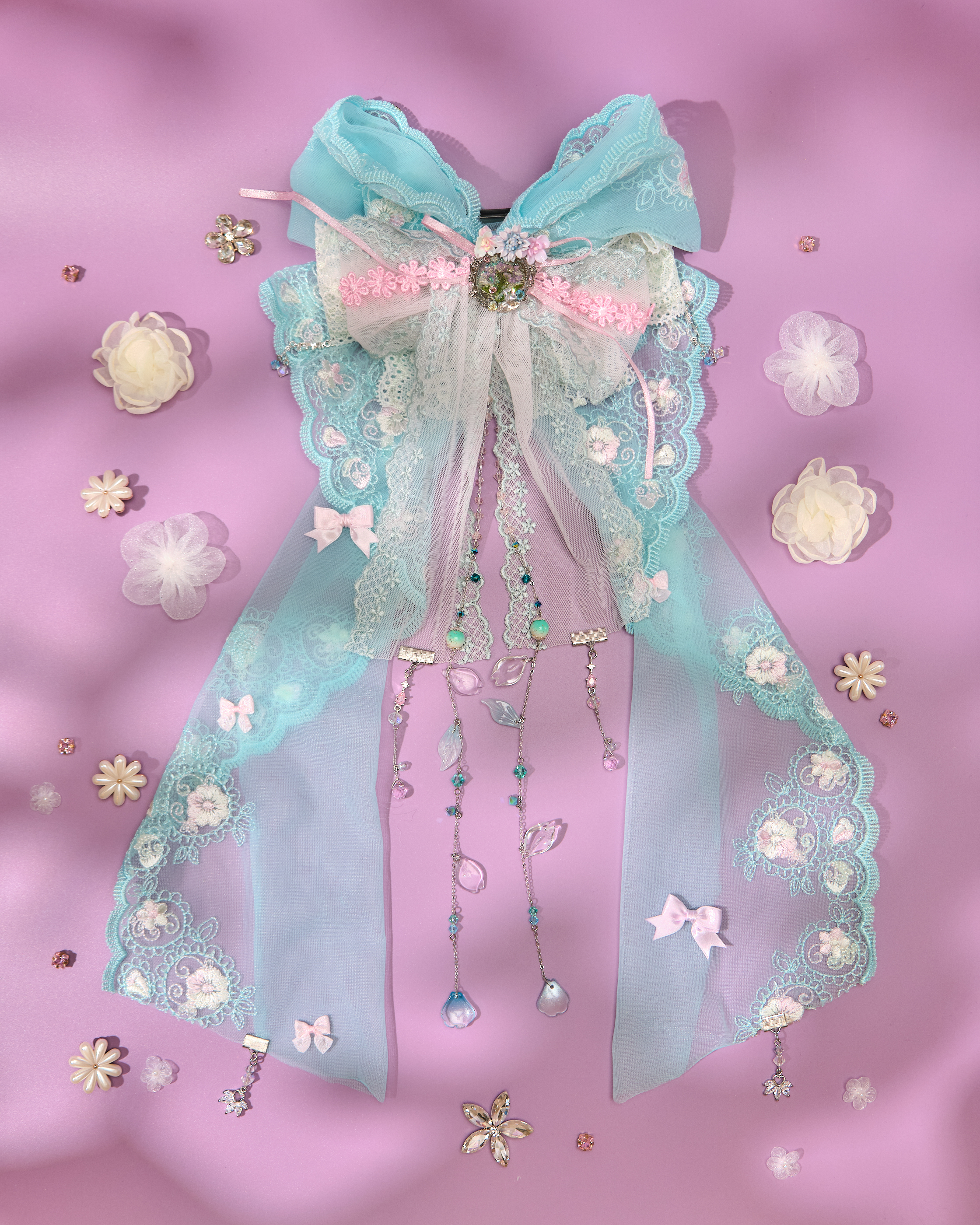 13808 Long Bow & Chain Hair Accessory