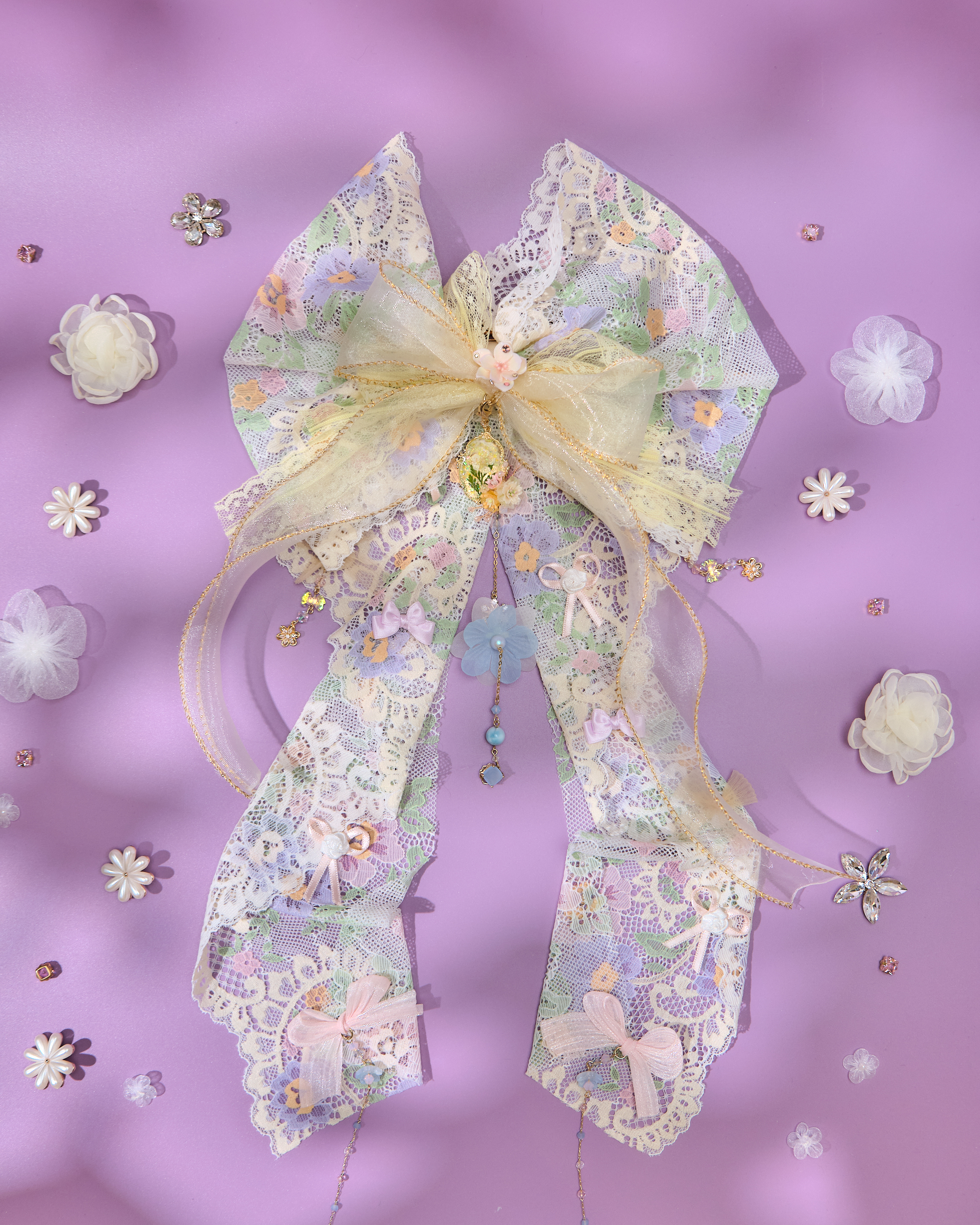 13810 Long Bow & Chain Hair Accessory