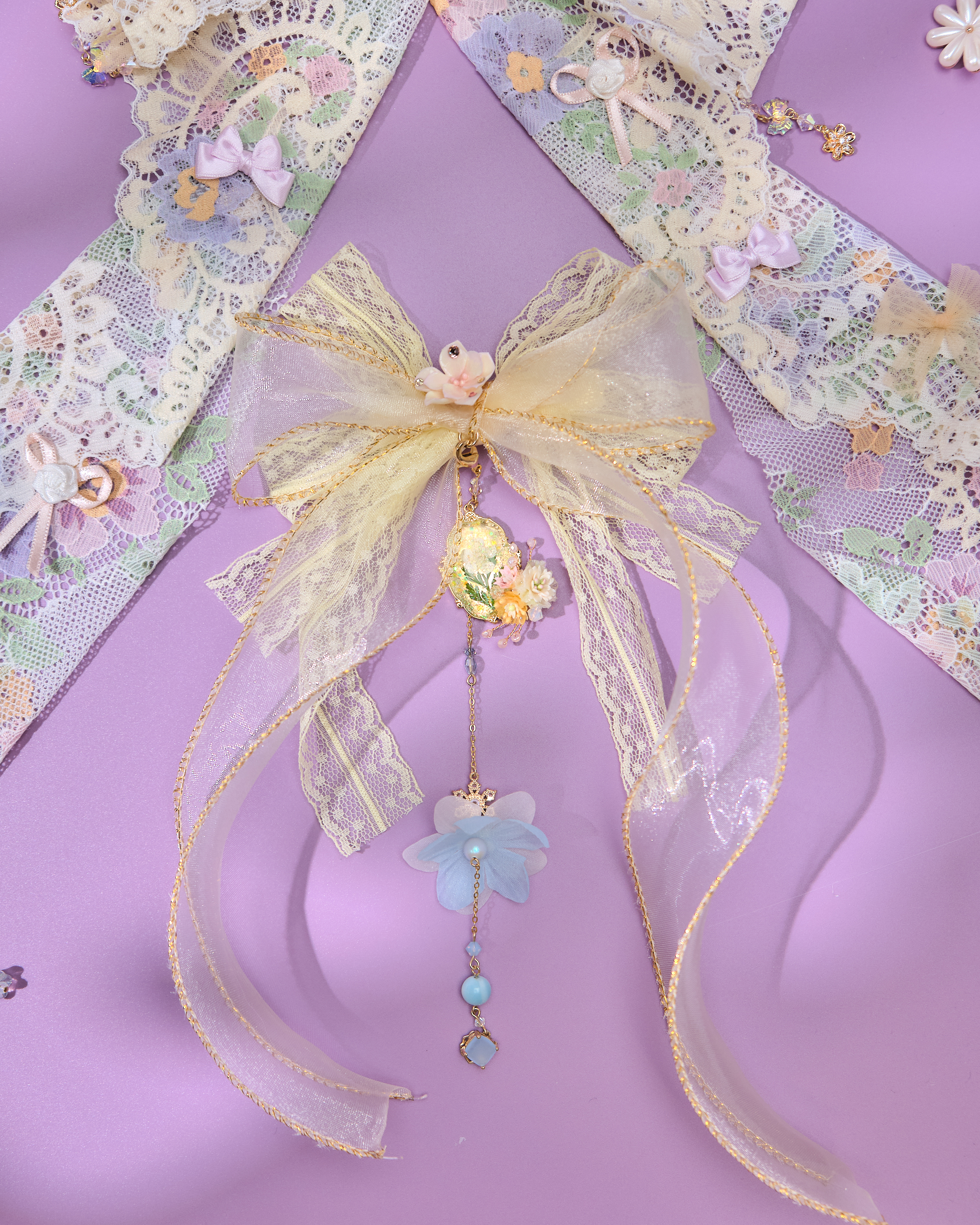 13810 Long Bow & Chain Hair Accessory