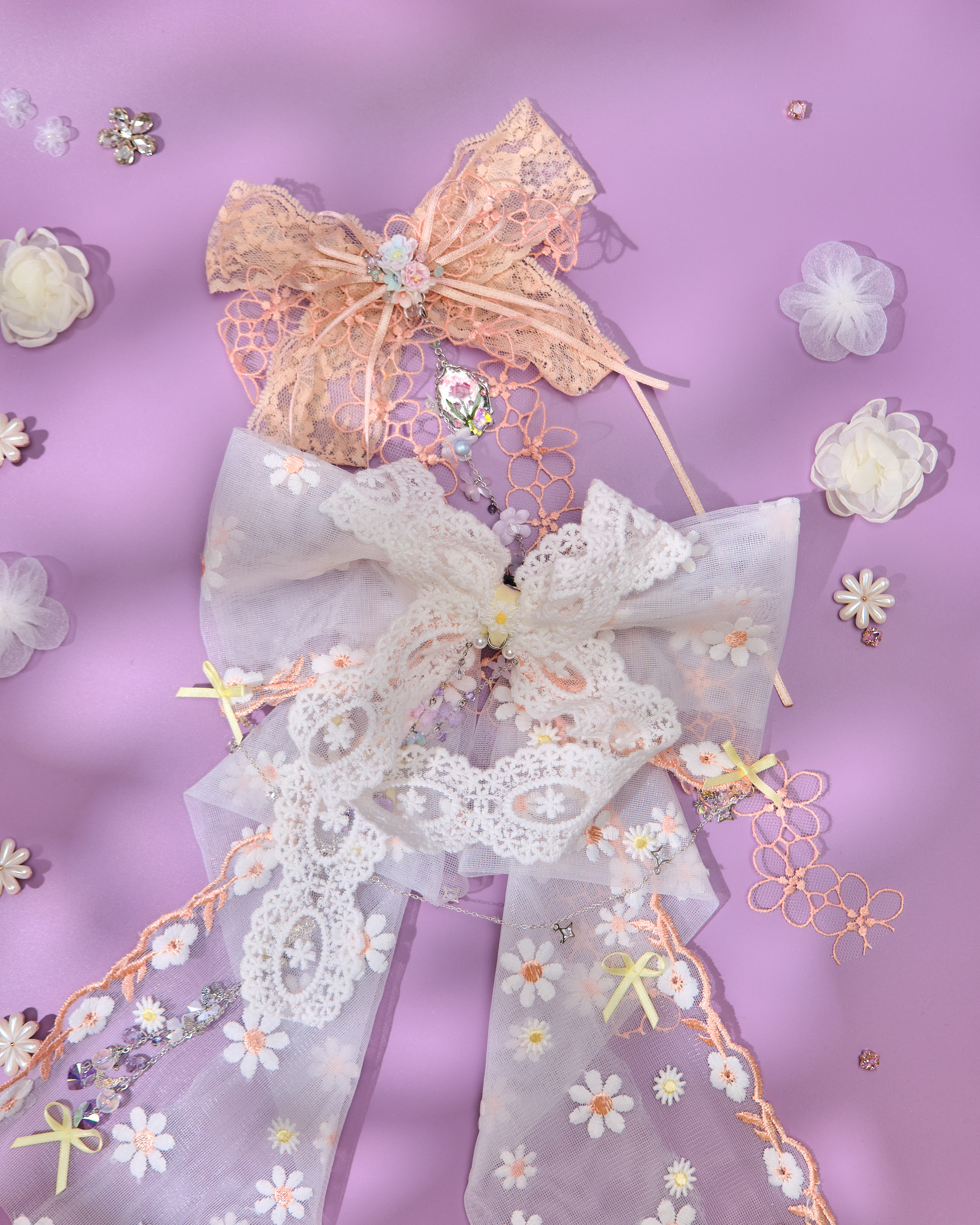 13807 Long Bow & Chain Hair Accessory