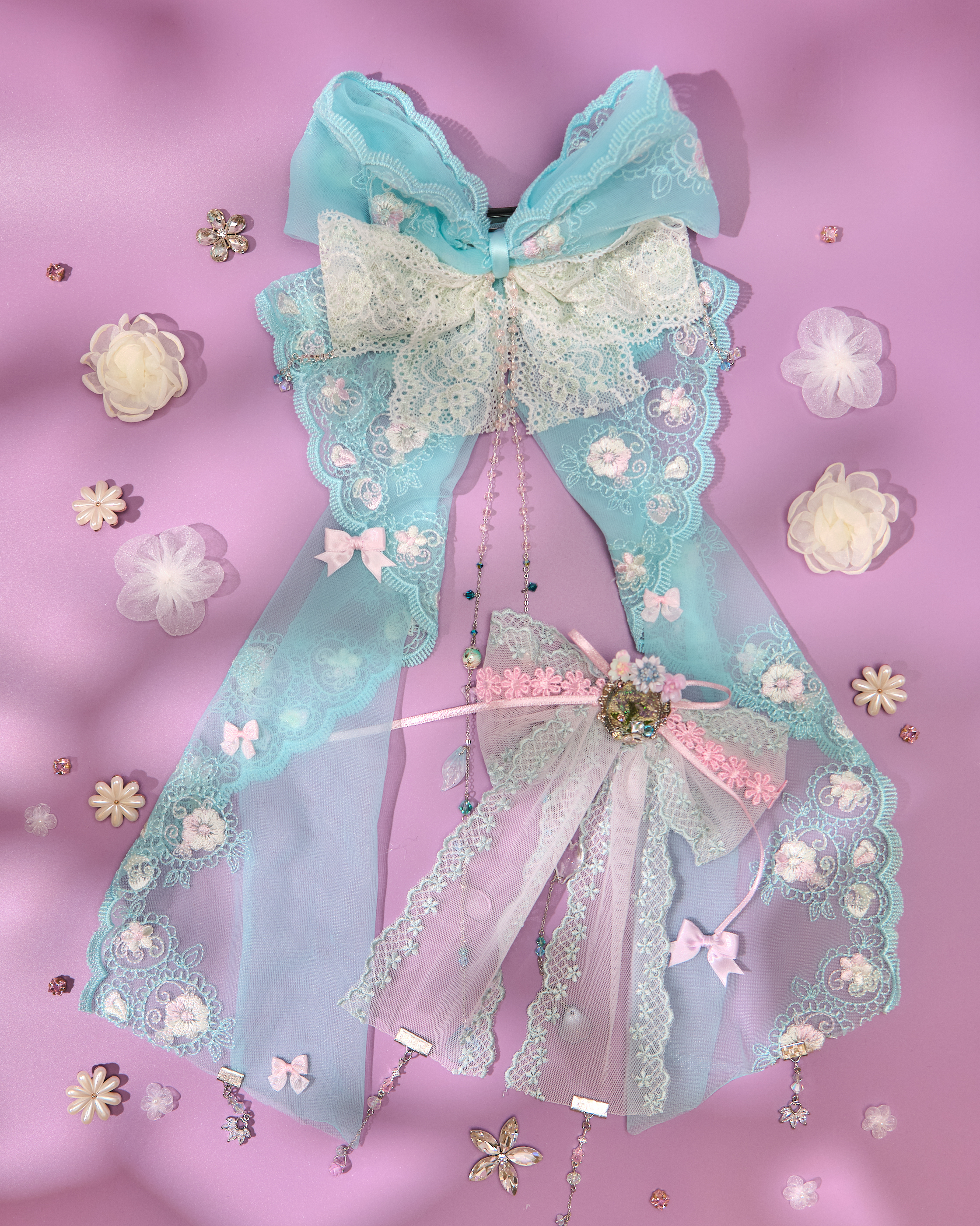 13808 Long Bow & Chain Hair Accessory