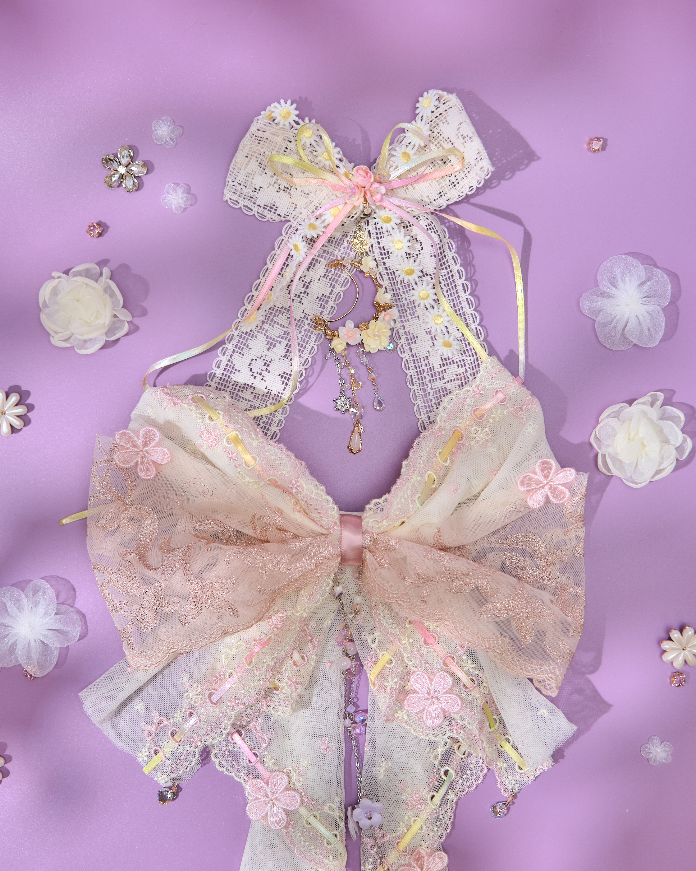 13806 Long Bow & Chain Hair Accessory