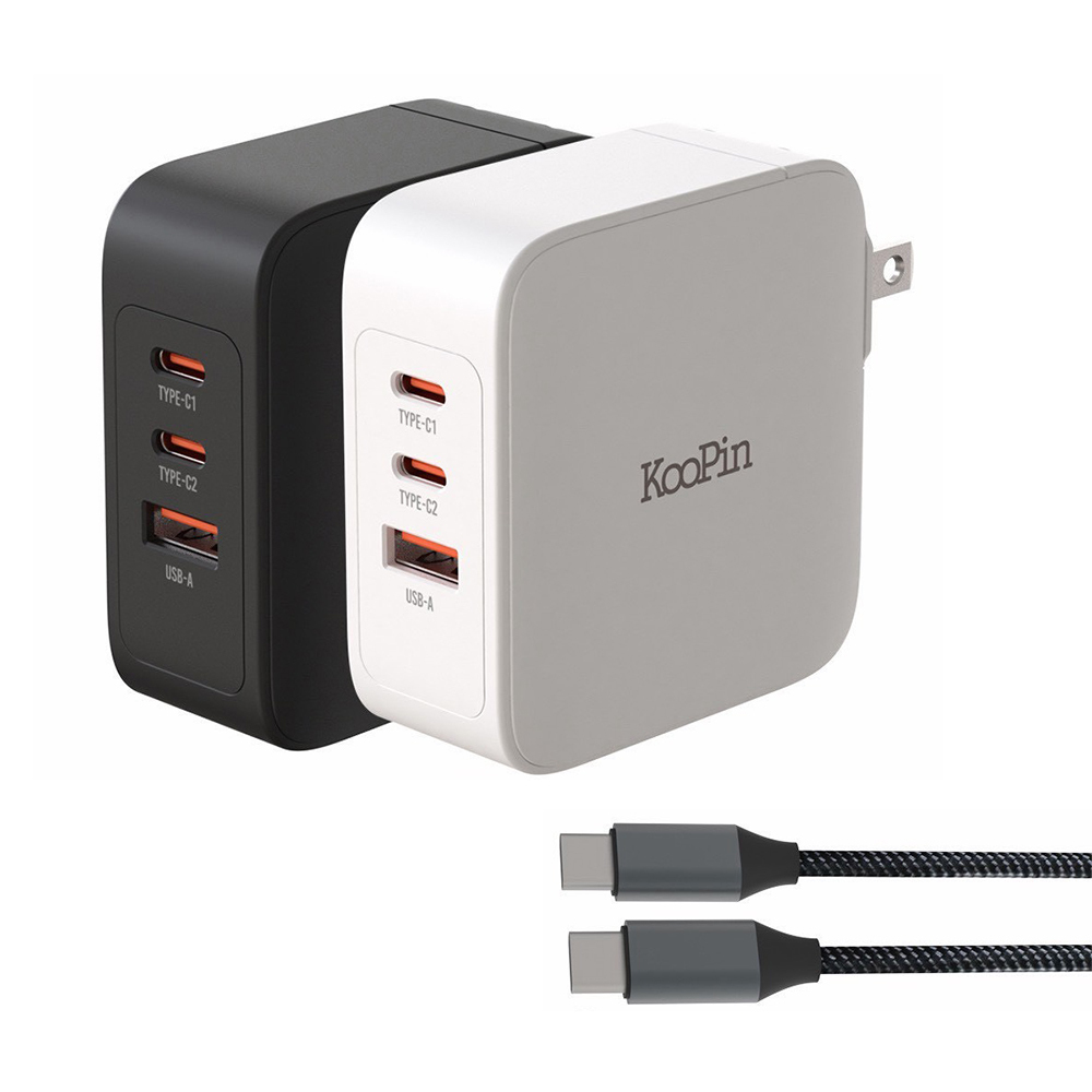 KooPin GAN13-100W 氮化鎵三孔 PD+QC三孔充電器組