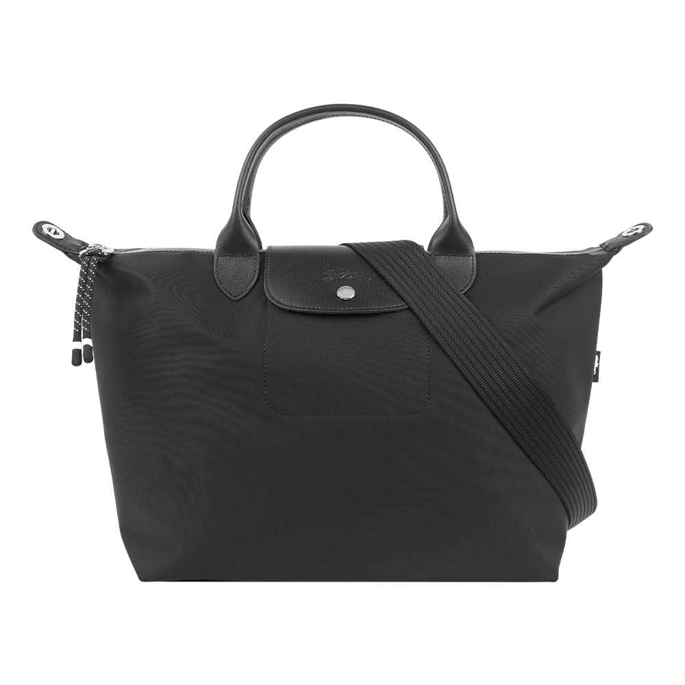 【LONGCHAMP】M號 LE PLIAGE ENERGY 再生帆布二用包(黑色)