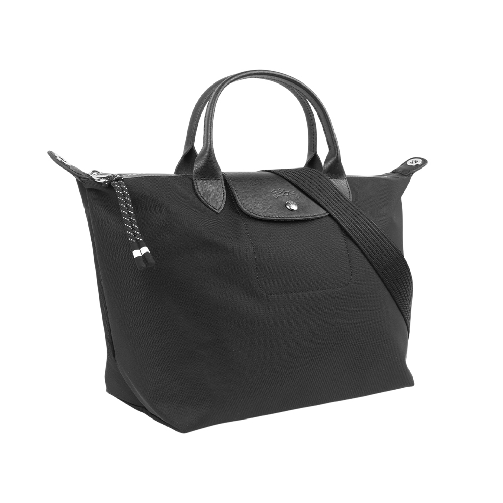 【LONGCHAMP】M號 LE PLIAGE ENERGY 再生帆布二用包(黑色)