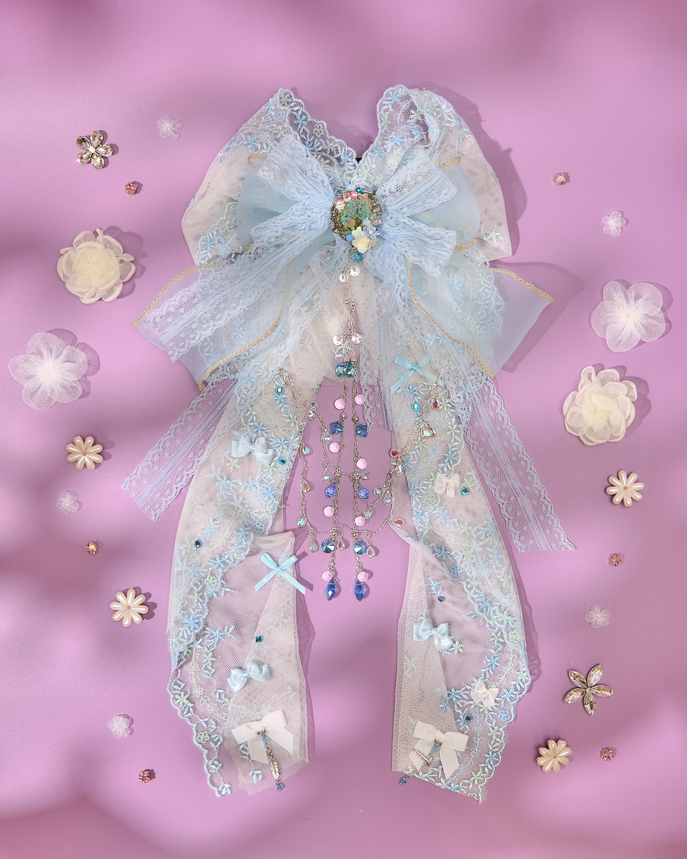 13805 Long Bow & Chain Hair Accessory