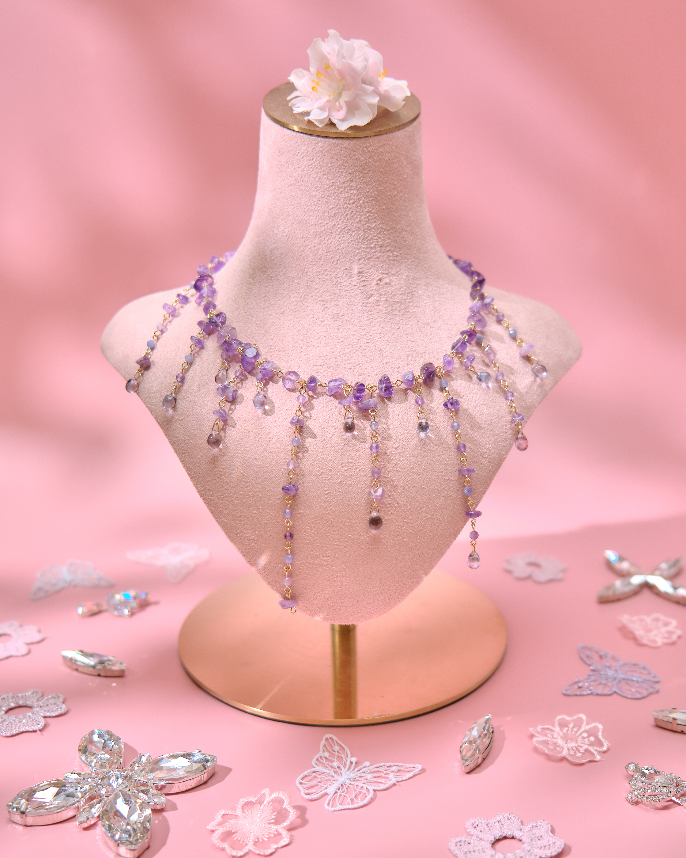 13804 Summer Natural Quartz Collar Necklace