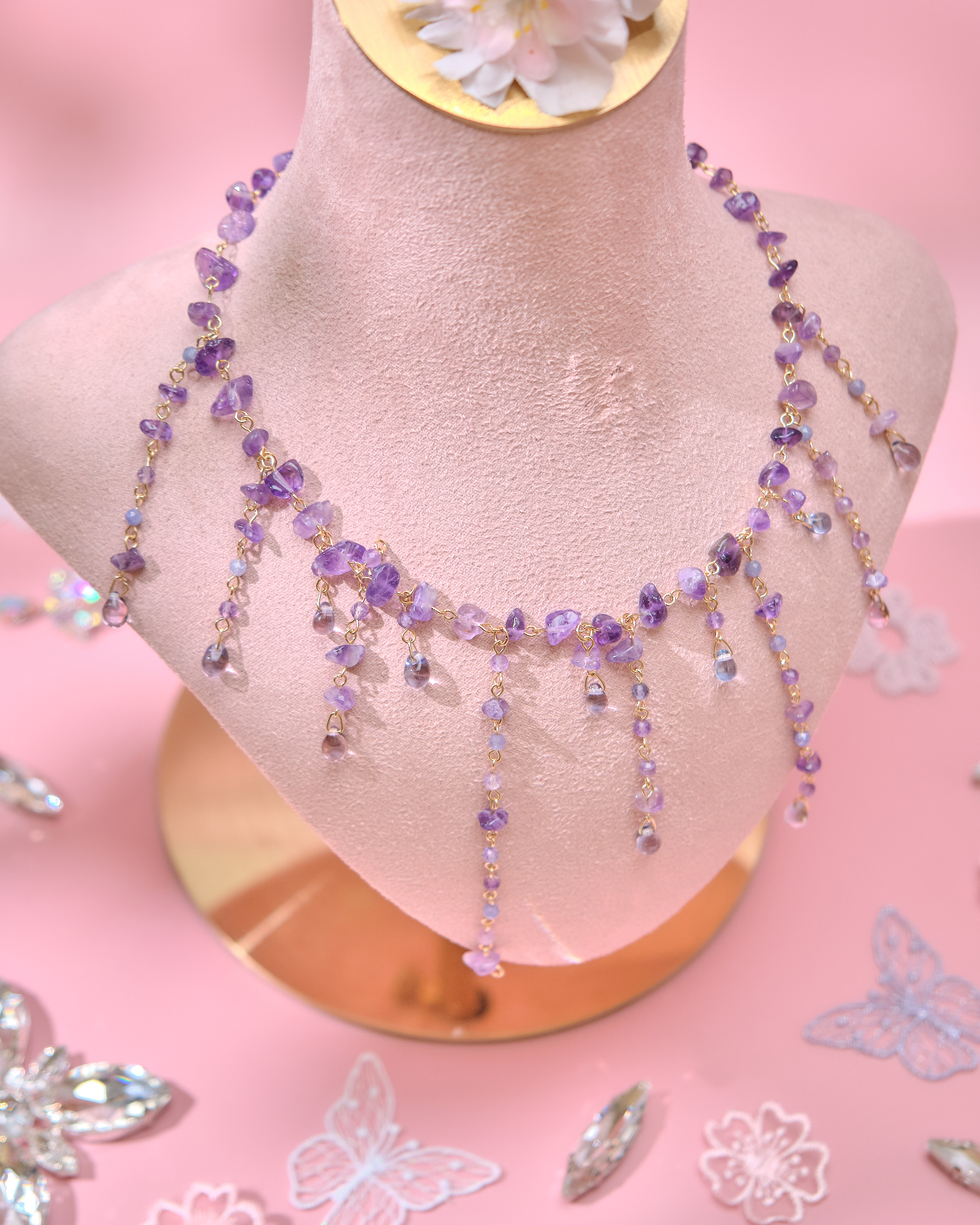 13804 Summer Natural Quartz Collar Necklace