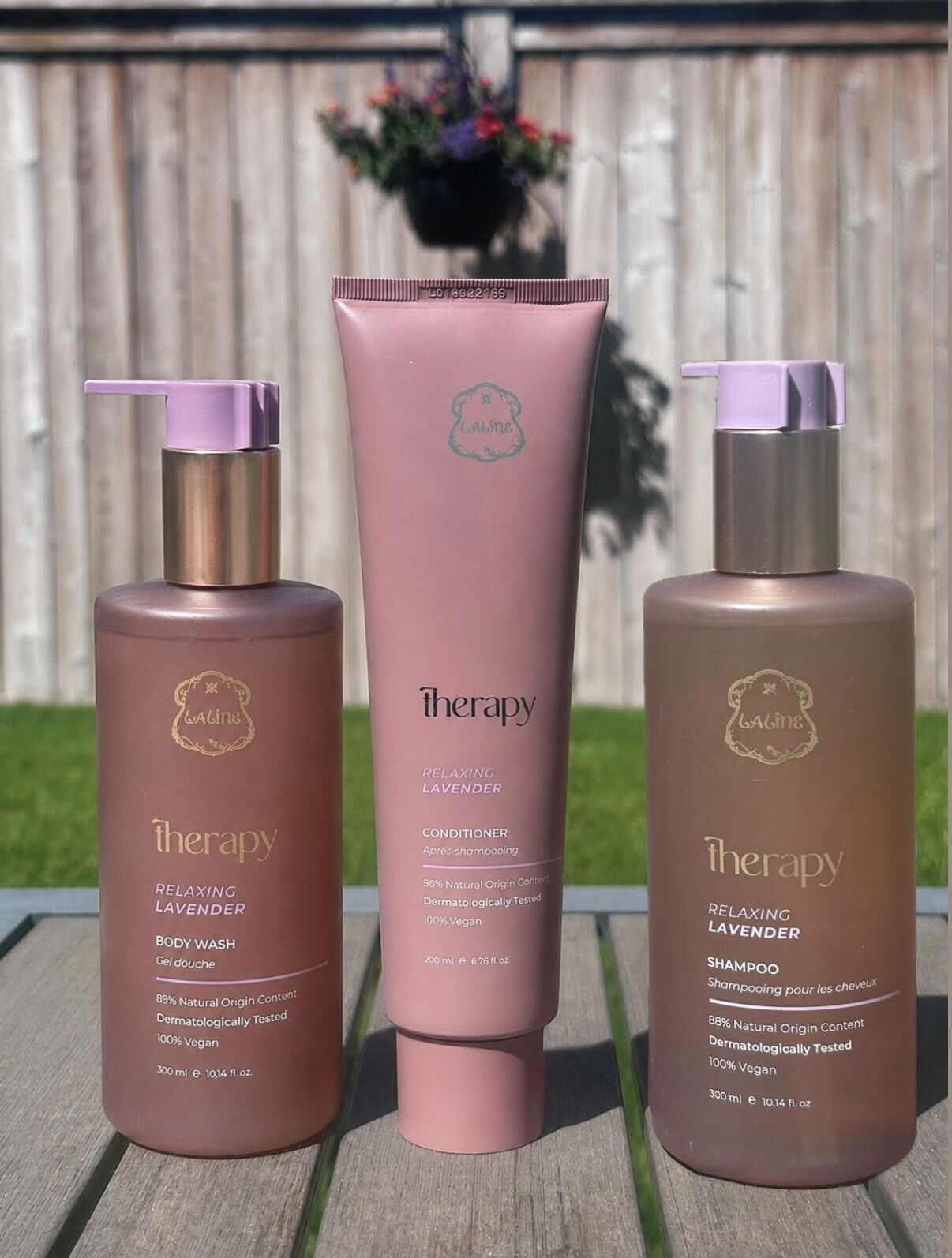 UF98 Laline 薰衣草 洗髮露 300ml  Lavender Shampoo 300ml +Laline 薰衣草 護髮素 200ml  Lavender Conditioner 200ml+Laline 薰衣草 沐浴露 300ml  Lavender Body Wash 300ml