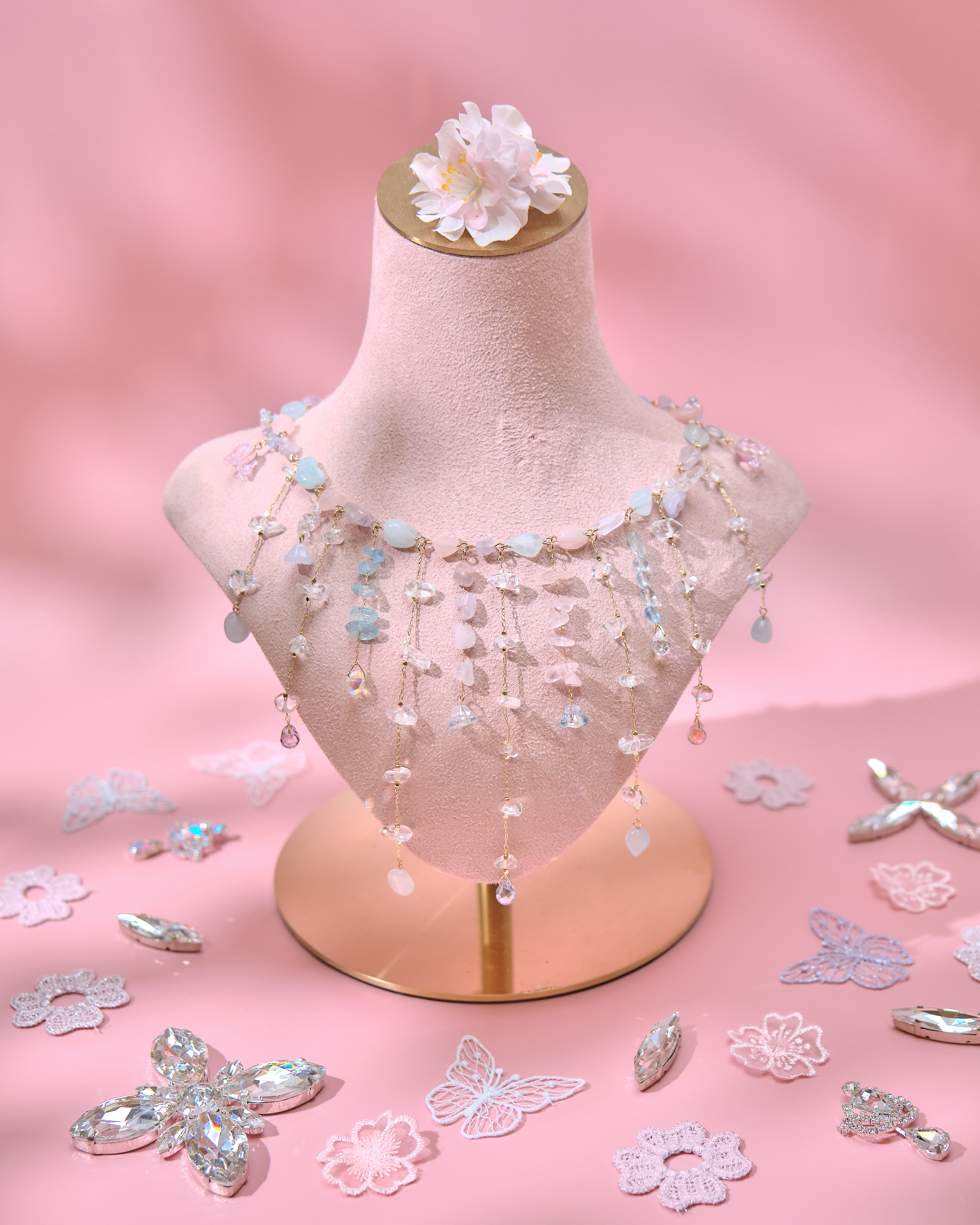 13797 Summer Natural Quartz Collar Necklace