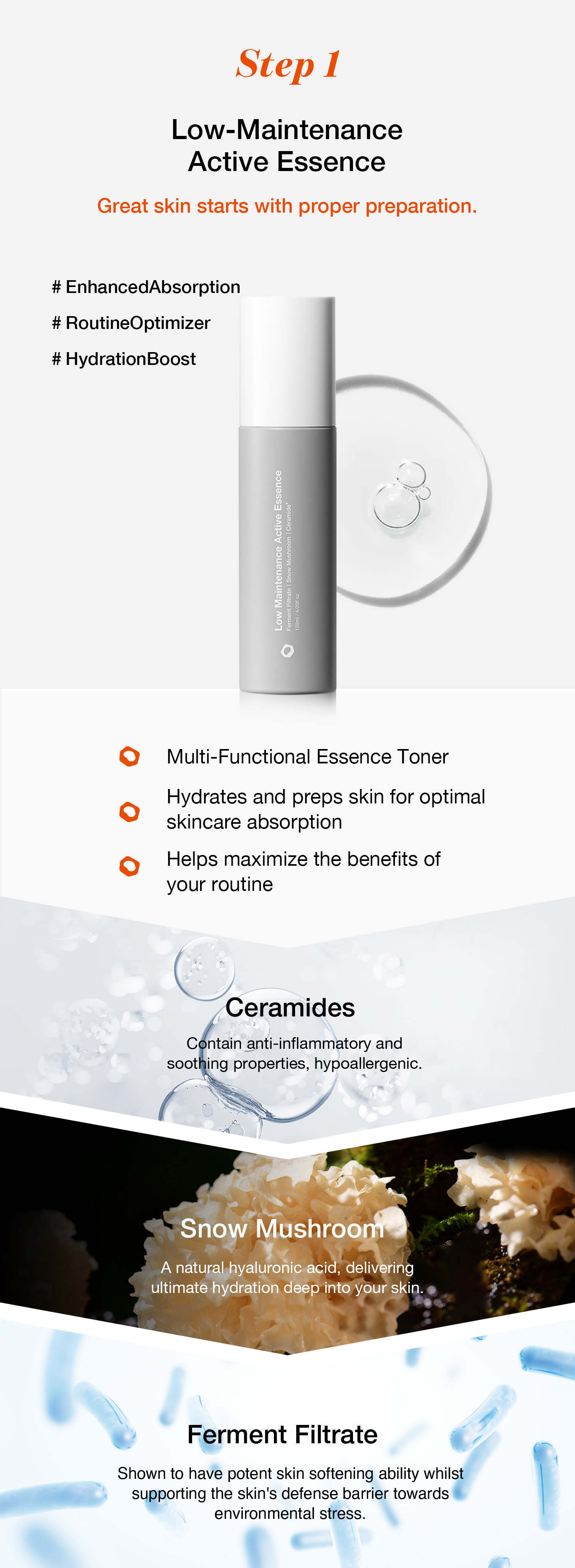 nomel Low-Maintenance Active Essence introduction, opens pores and hydrates skin as a base layer