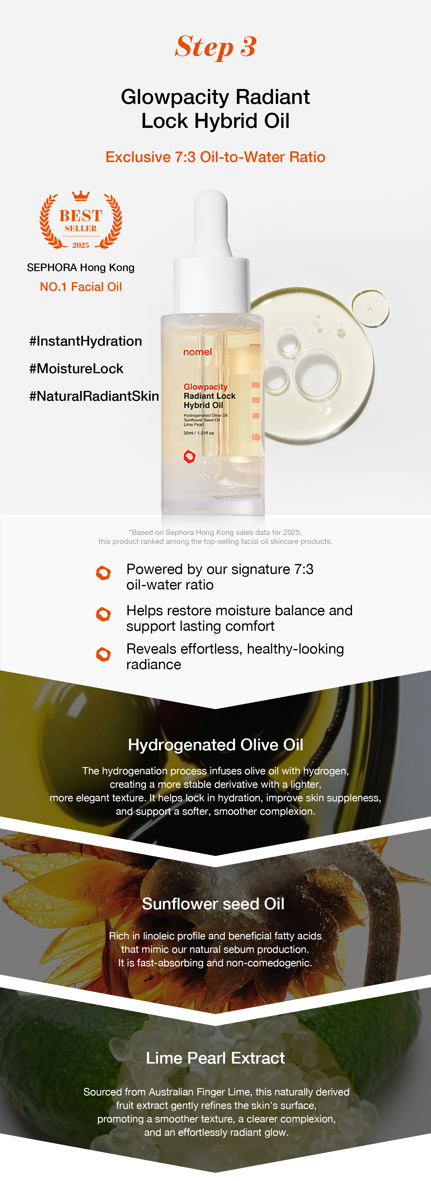 nomel Glowpacity Radiant Lock Hybrid Oil function and key ingredients