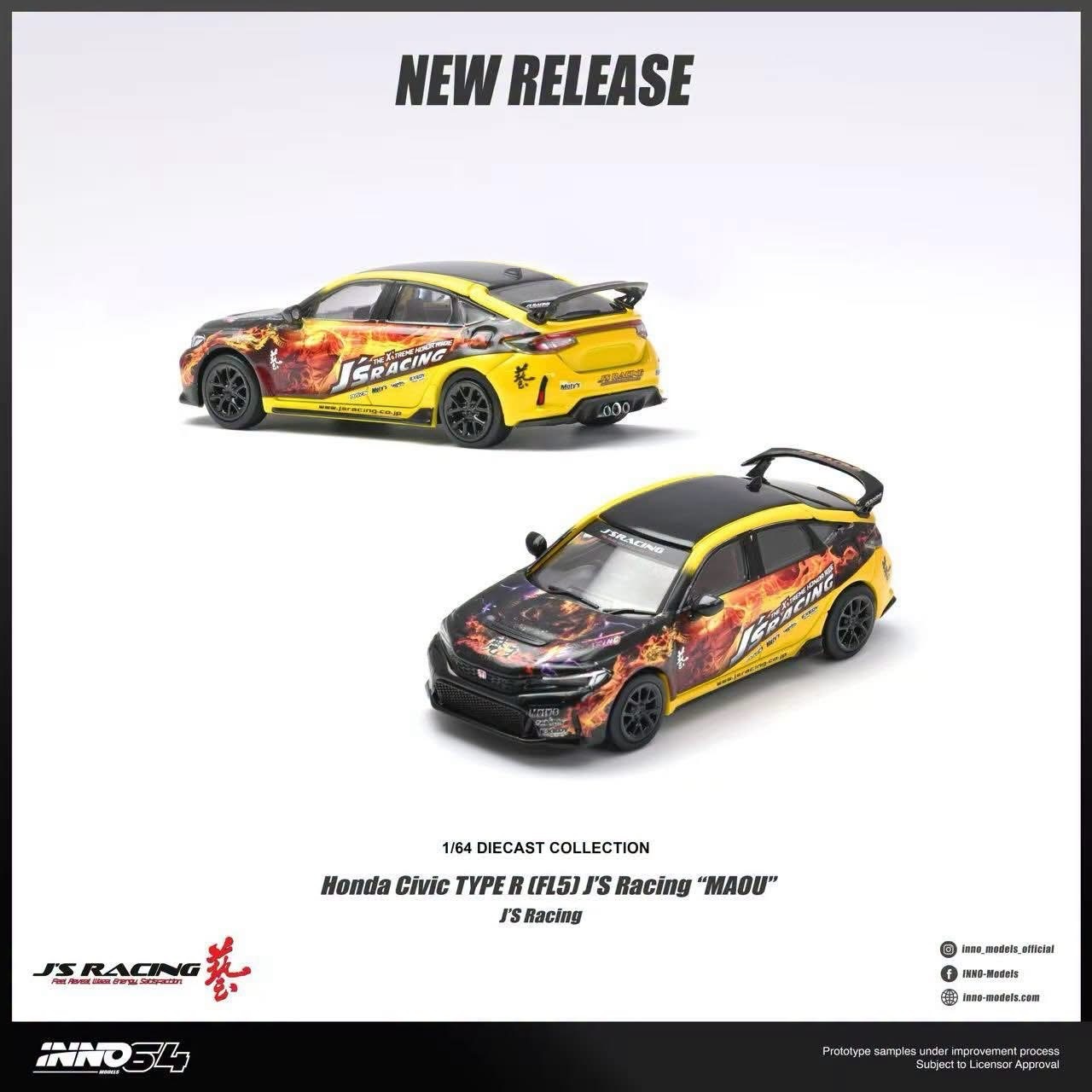 預訂 Pre-order - Inno64 1/64 HONDA CIVIC TYPE R (FL5) J'S RACING "MAOU"