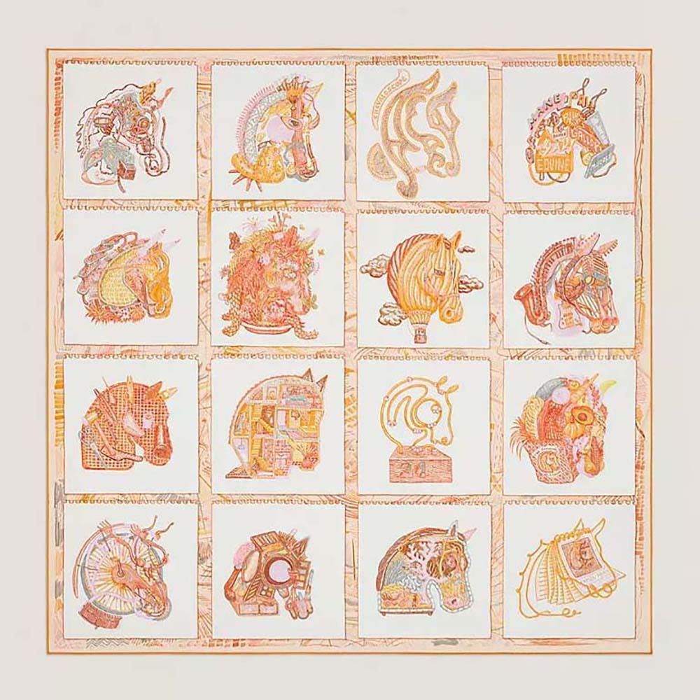 Hermes Chevaloscope scarf 90 orange