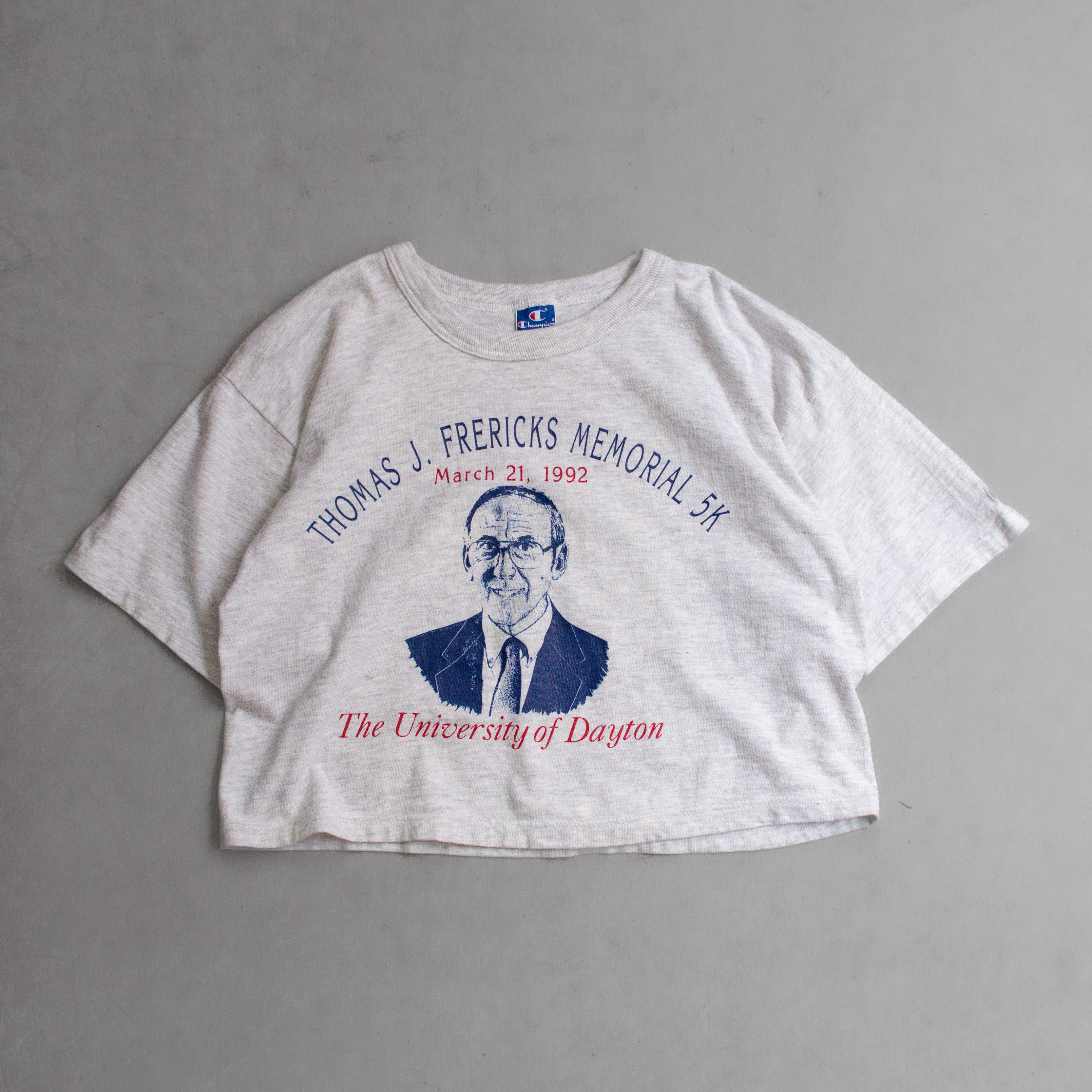 90S CHAMPION DAYTON CROPPED TEE 美國製 灰色 大學 短版 T恤