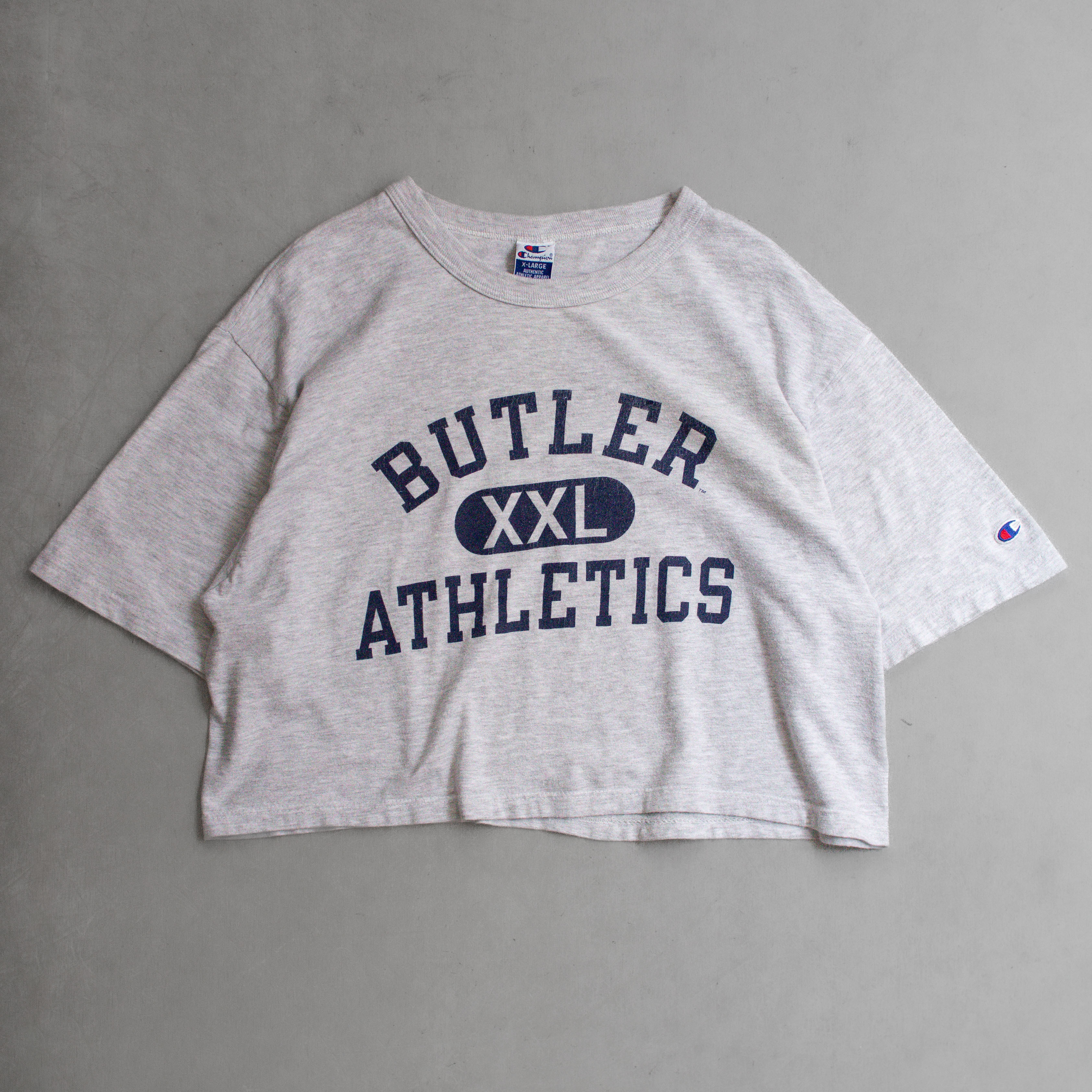 90S CHAMPION BUTLER CROPPED TEE 美國製 灰色 大學 校隊 短版 T恤