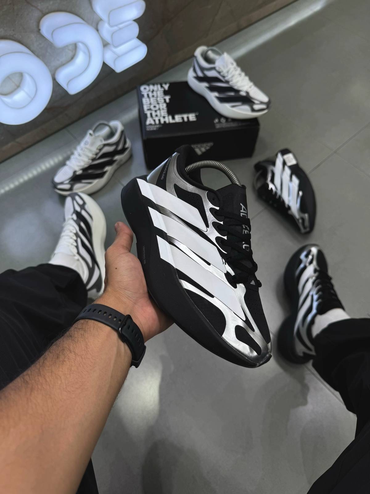 Adidas Adizero Evo SL EXO "White & Black Sliver" 黑白銀 Y-3風格 簡約設計 時尚 人氣款