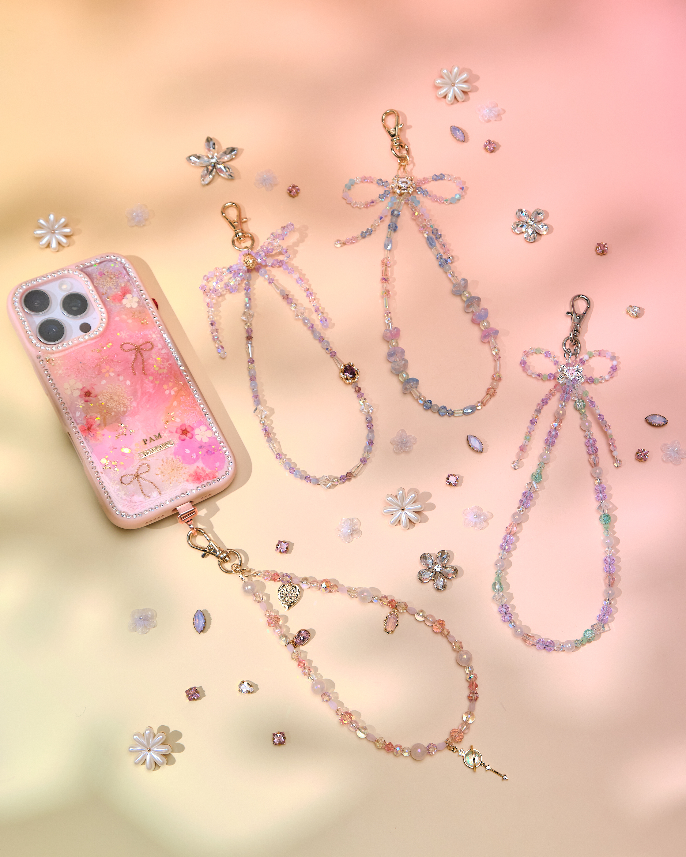 13762 Vacation Lariat Bow Short Phone Strap