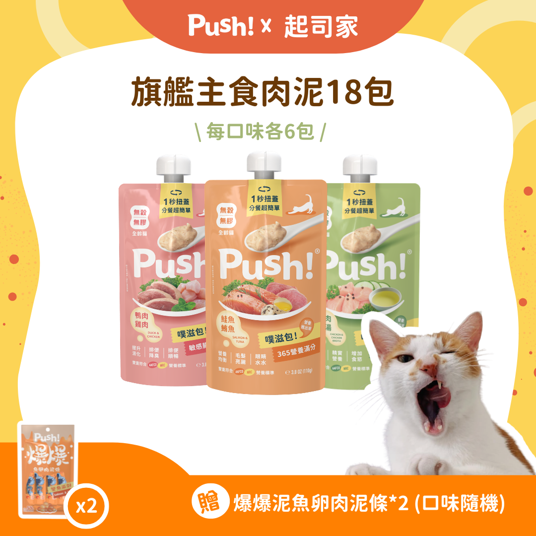 【🧀️ 起司家限定 🧀️】Push! 旗艦主食肉泥18入嚐鮮組 (限量⚠️)