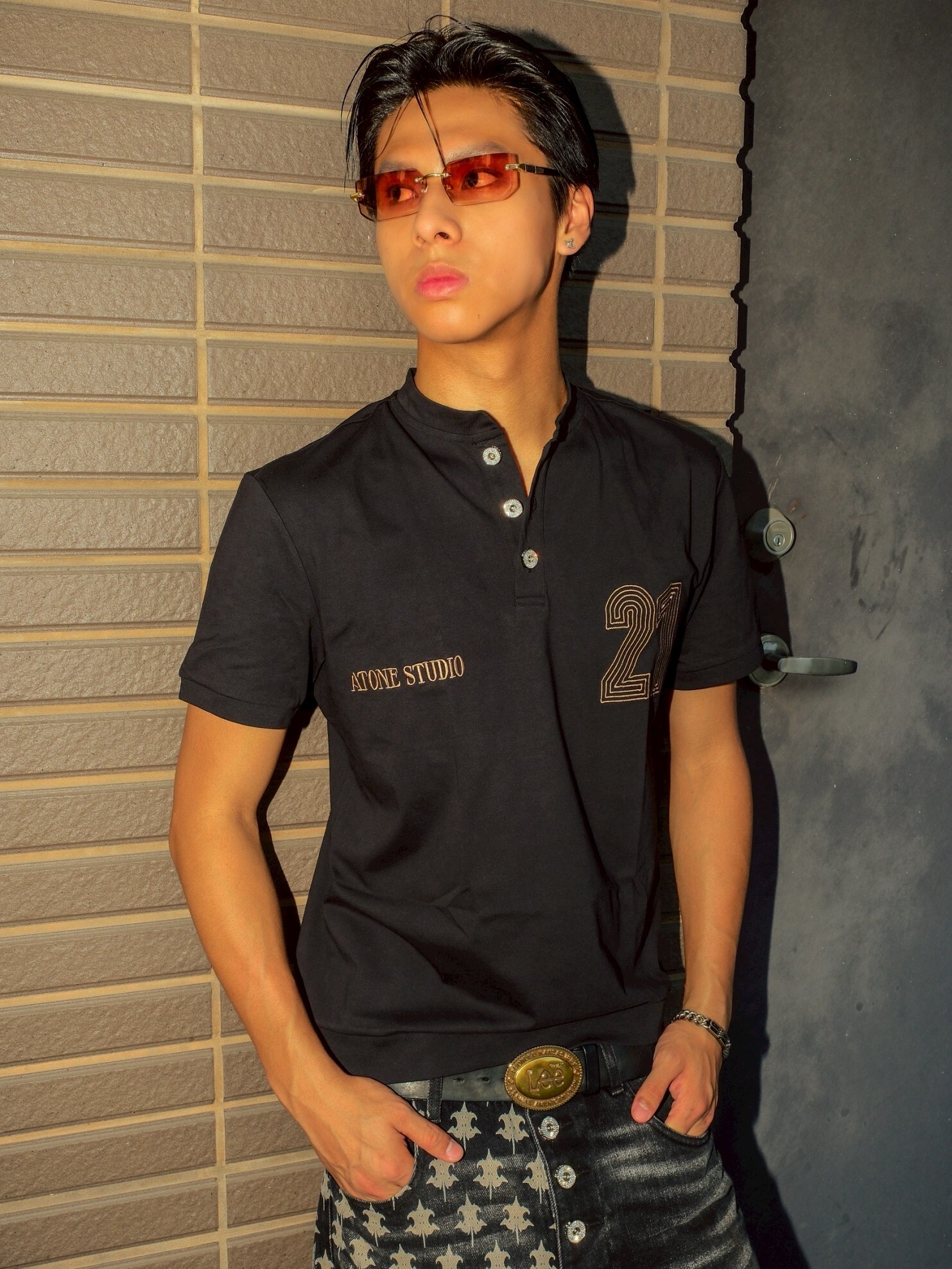 ATONE STUDIO 21 Logo 亨利領 排釦衛衣短袖  ”Game Day” Henley T