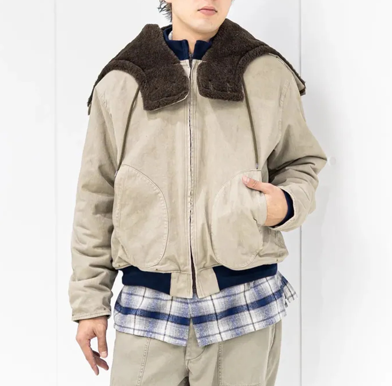 LAST PCS: A.PRESSE 2026 VINTAGE WW2 US NAVY DECK HOODED JACKET (26SAP-01-54) - BEIGE SIZE 2 PRE ORDER ITEM (預訂中)