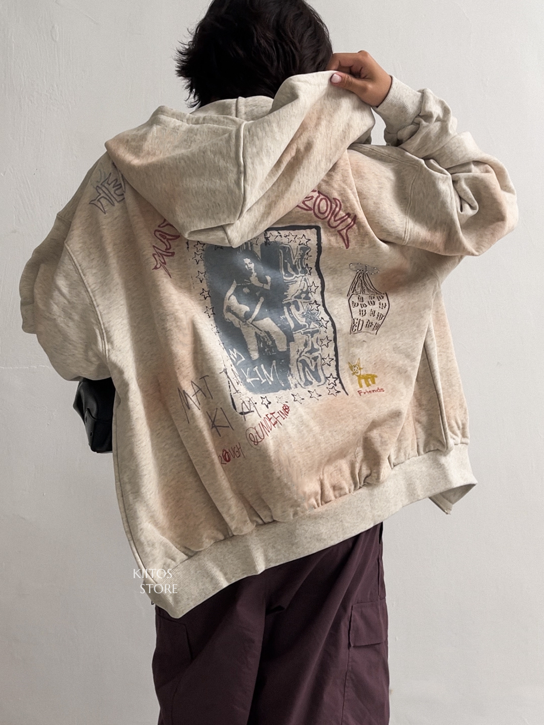 【現貨】韓國 Matin kim 最新款 寧藝卓實著 Vintage Washed Graffiti Hoody Zip Up 復古水洗 噴漆塗鴉 連帽外套 aespa Ningning同款