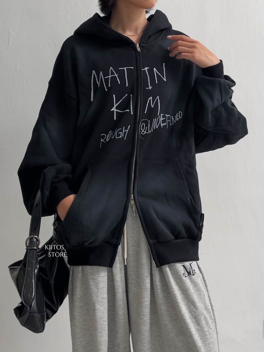 【現貨】韓國 Matin kim 最新款 寧藝卓實著 Vintage Washed Graffiti Hoody Zip Up 復古水洗 噴漆塗鴉 連帽外套 aespa Ningning同款