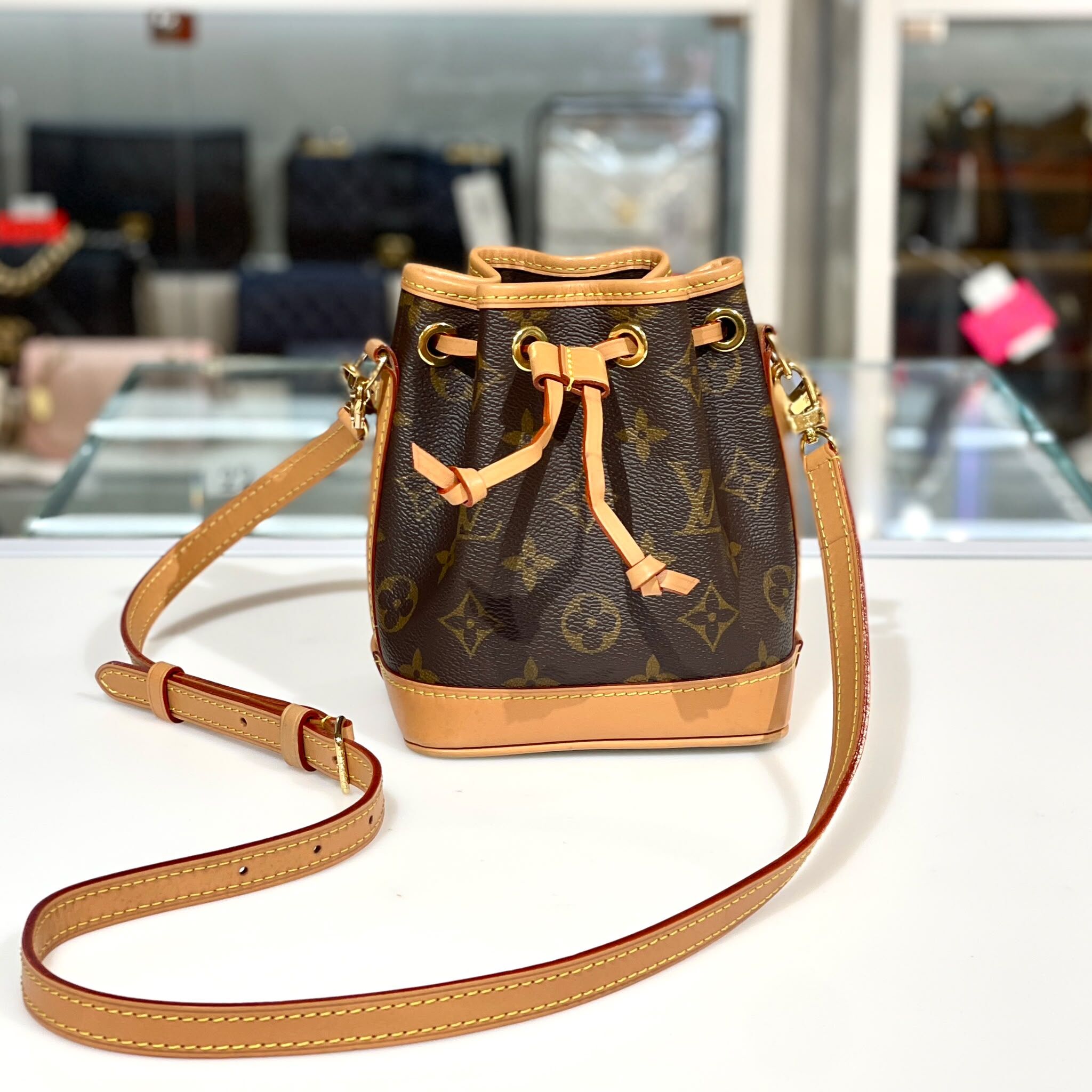 98%NEW二手LV M81266 Nano Noé 啡色Monogram塗層帆布/牛皮 迷你水桶 #香榭站正品