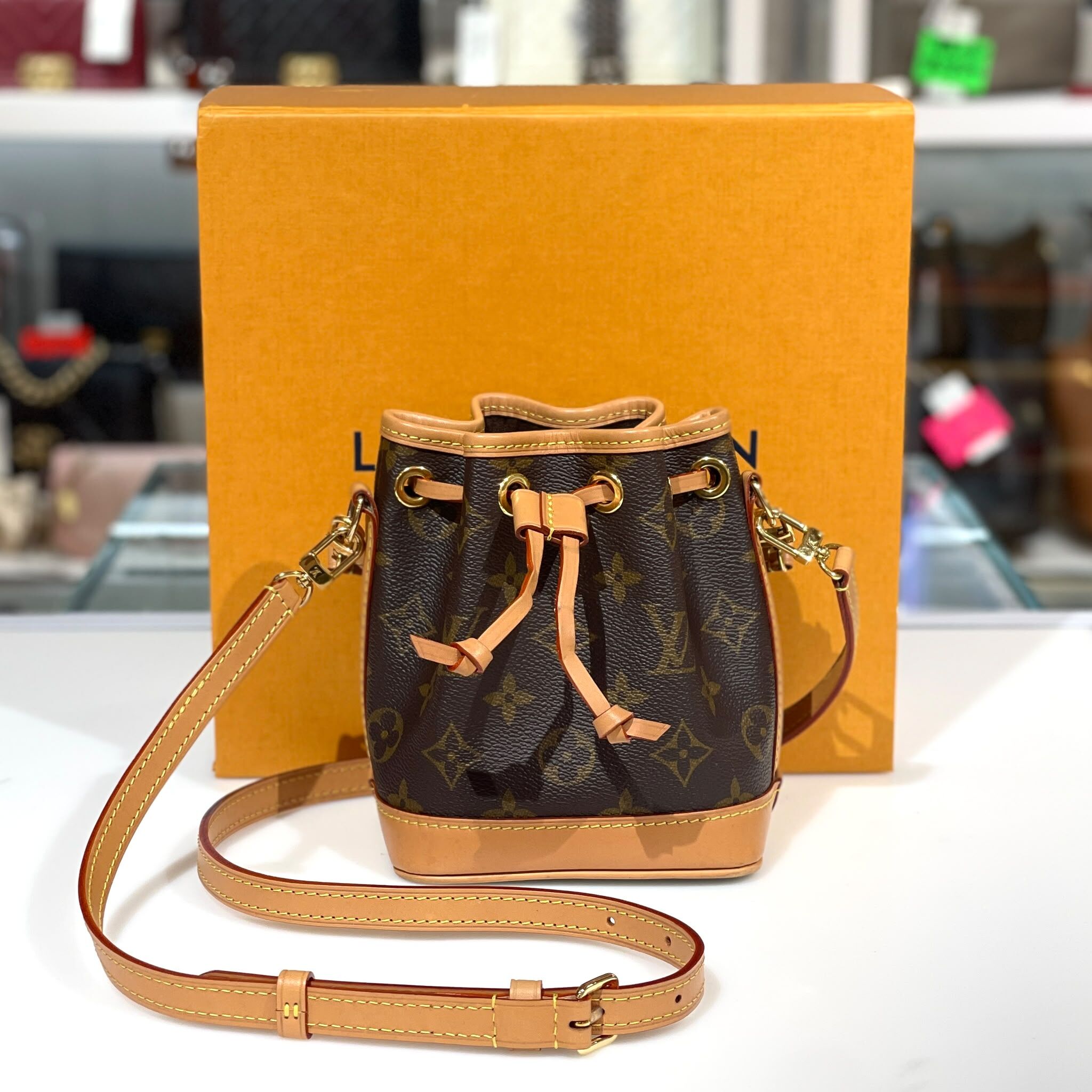 98%NEW二手LV M81266 Nano Noé 啡色Monogram塗層帆布/牛皮 迷你水桶 #香榭站正品