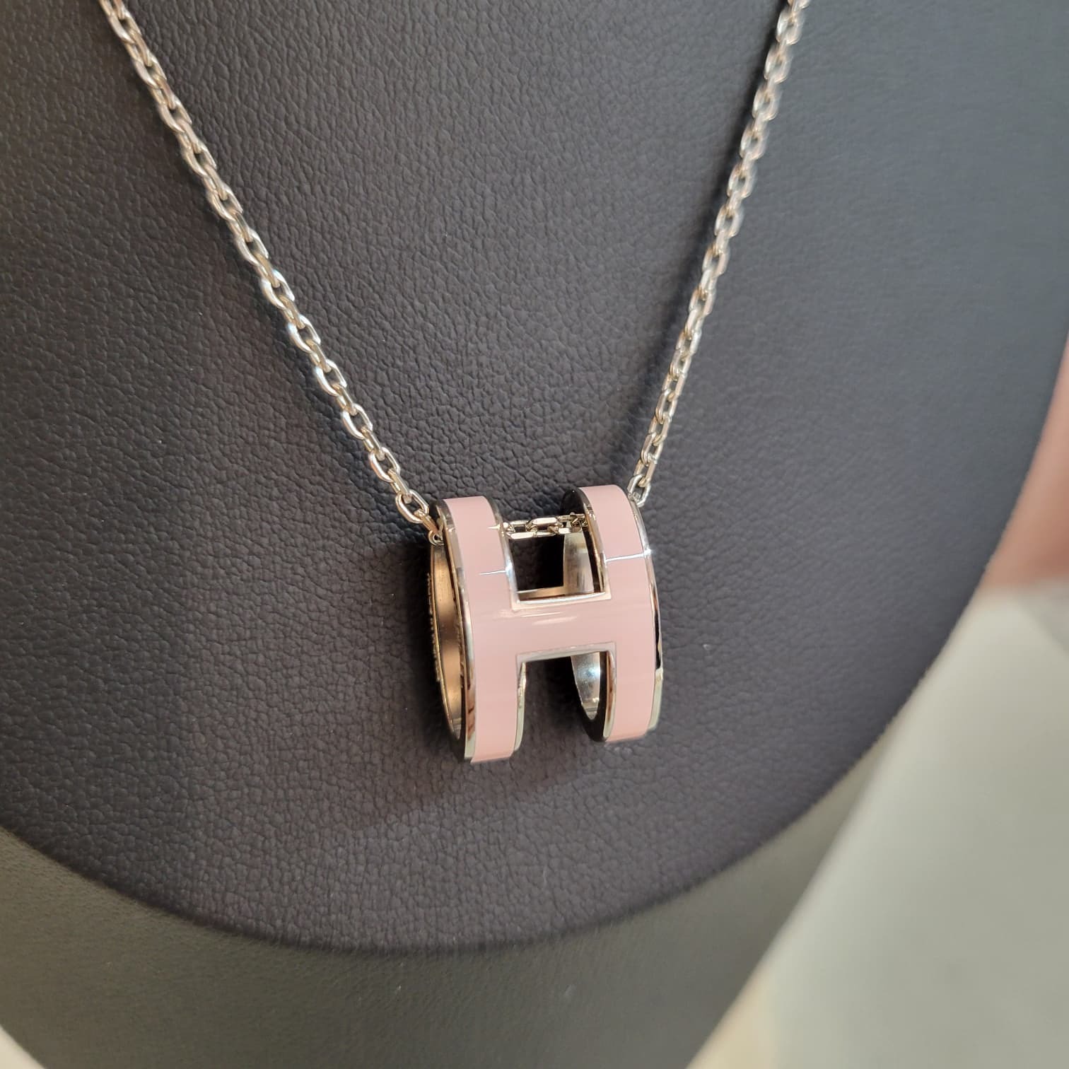 UNUSED Hermes Pop h pendant Rose dragee P 淺粉/銀