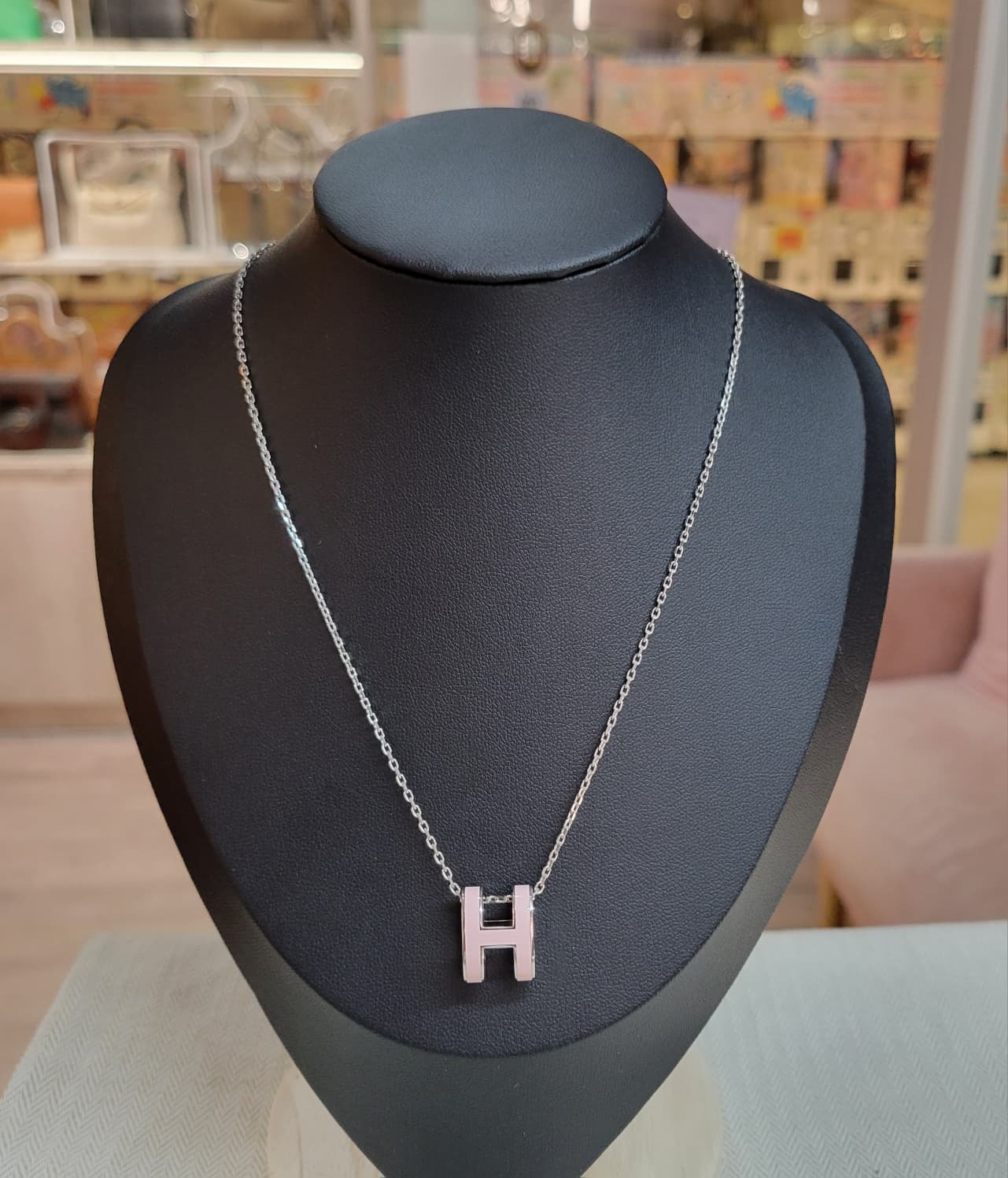 UNUSED Hermes Pop h pendant Rose dragee P 淺粉/銀