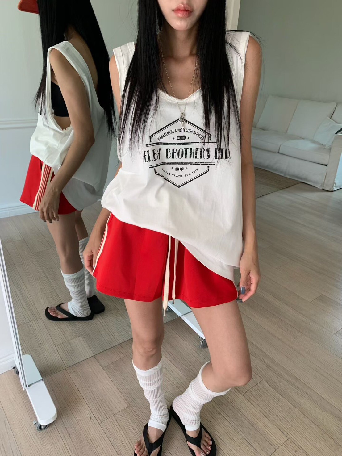 #AJ73美式鬆弛寬鬆背心(黑/白/灰)