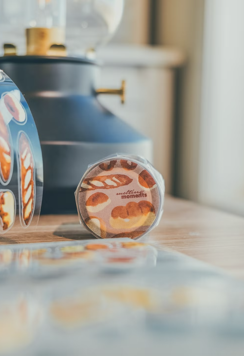 喵大 Meow illustration | 圓滾滾麵包店 亮面PET割型膠帶(特油加白墨含離型紙)