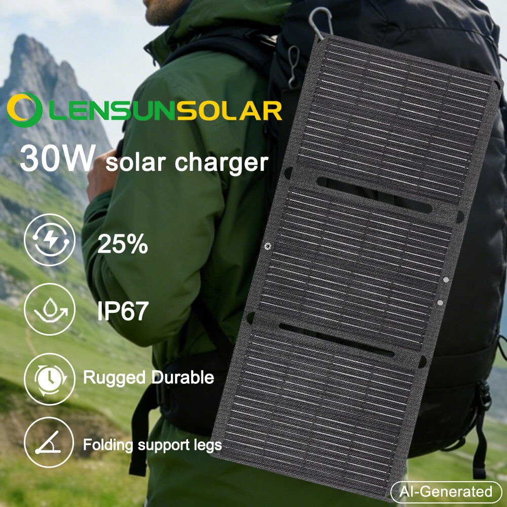 Lensunsolar 30W 防水可折疊太陽能板