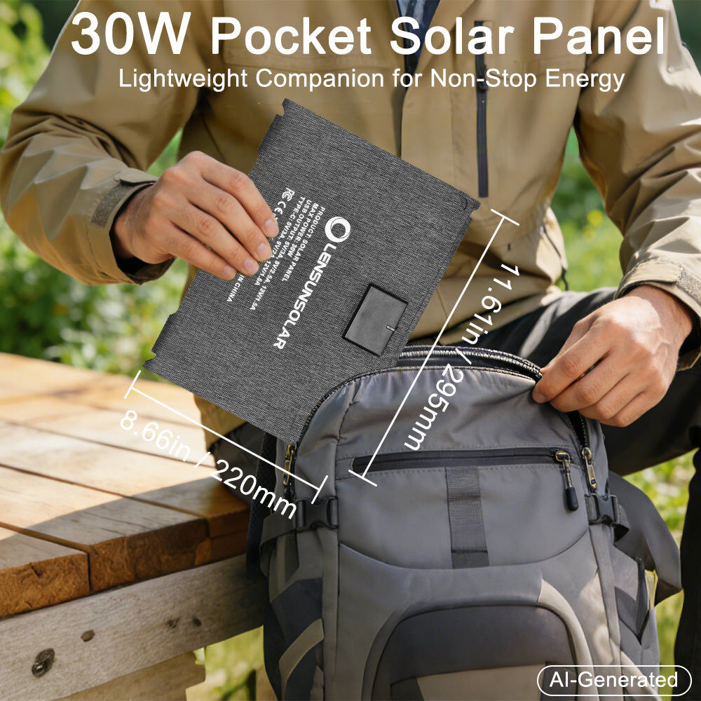 Lensunsolar 30W 防水可折疊太陽能板