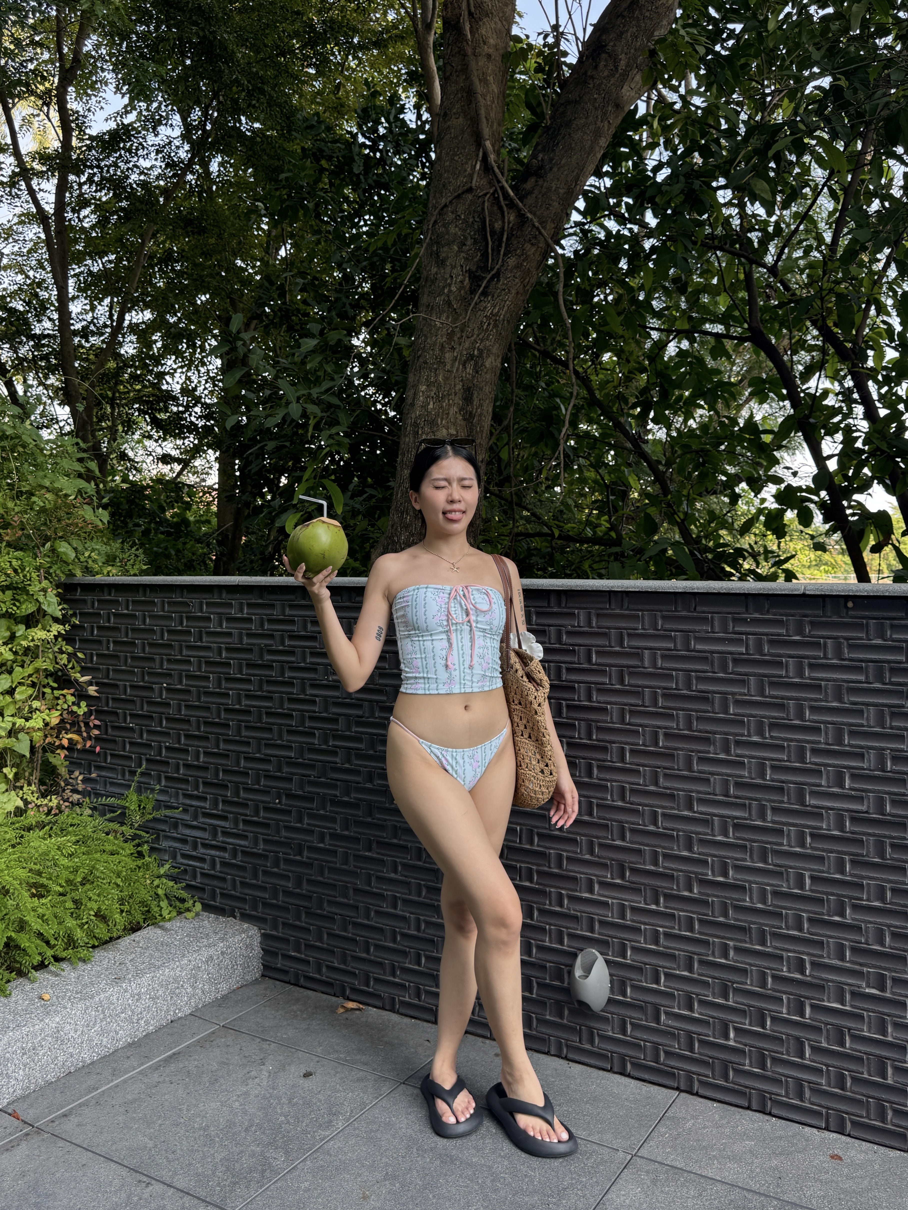 綠色碎花平口Bikini🍏
