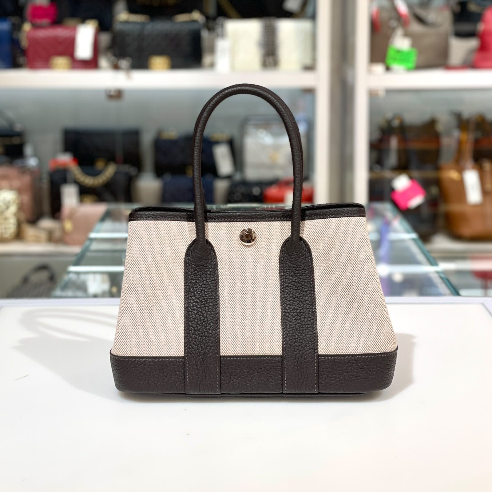 全新HERMES MINI GARDEN PARTY 23 G刻 T3 Bai Brun 棗棕色帆布 #GP23 #MINI GP #BRAND NEW #香榭站正品