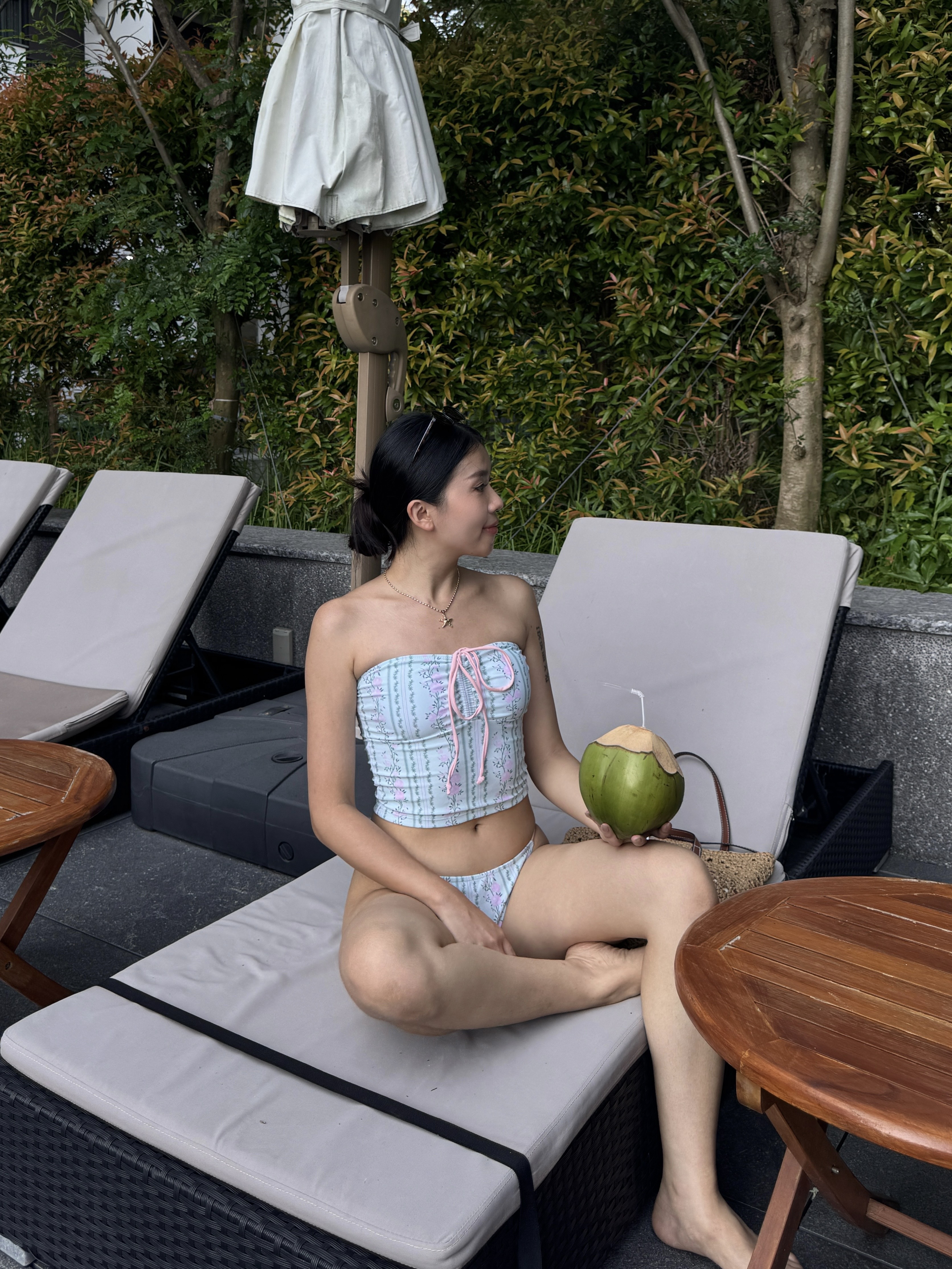 綠色碎花平口Bikini🍏